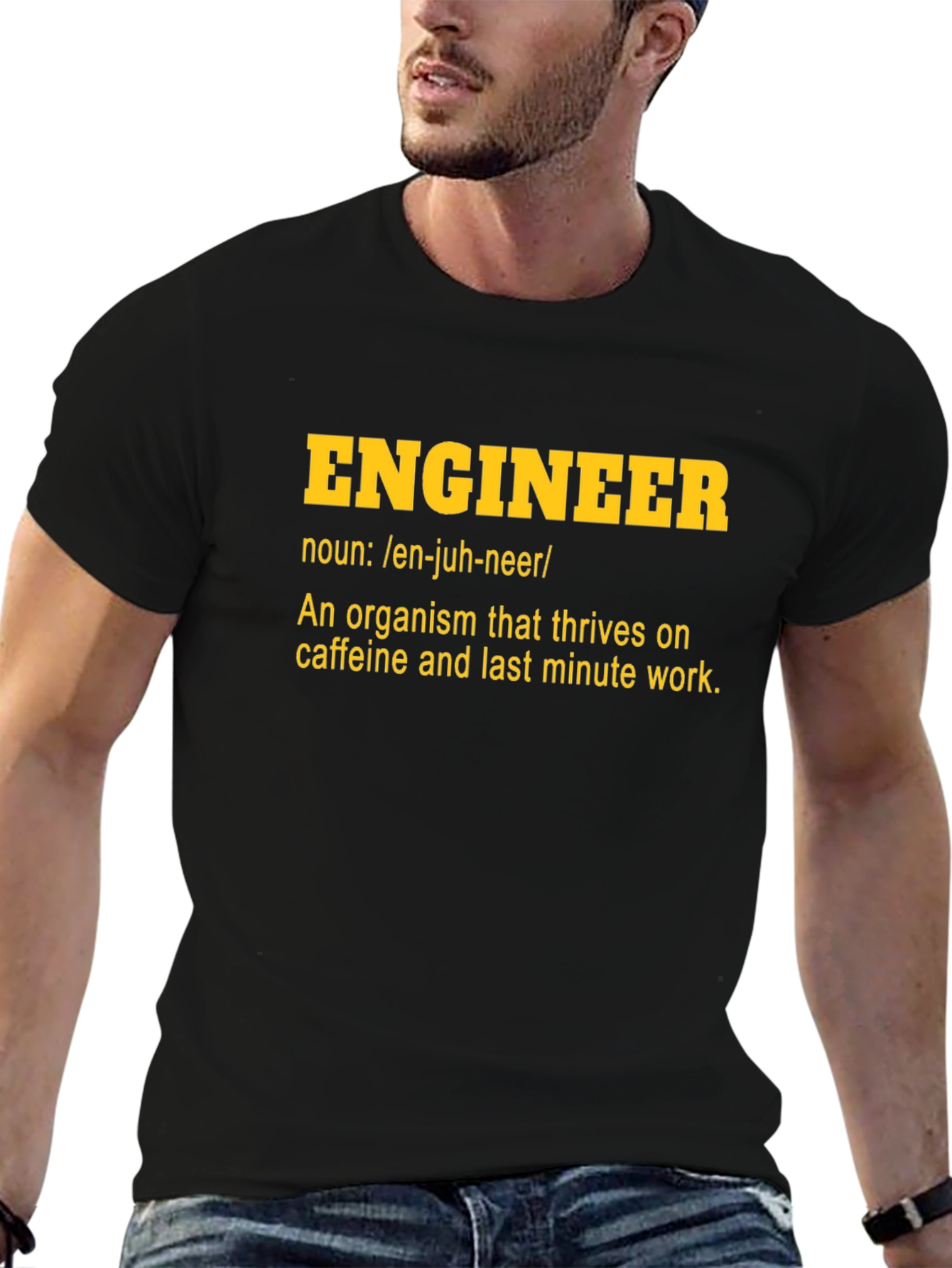 Black Engineer Definition Graphic T-Shirt view 6