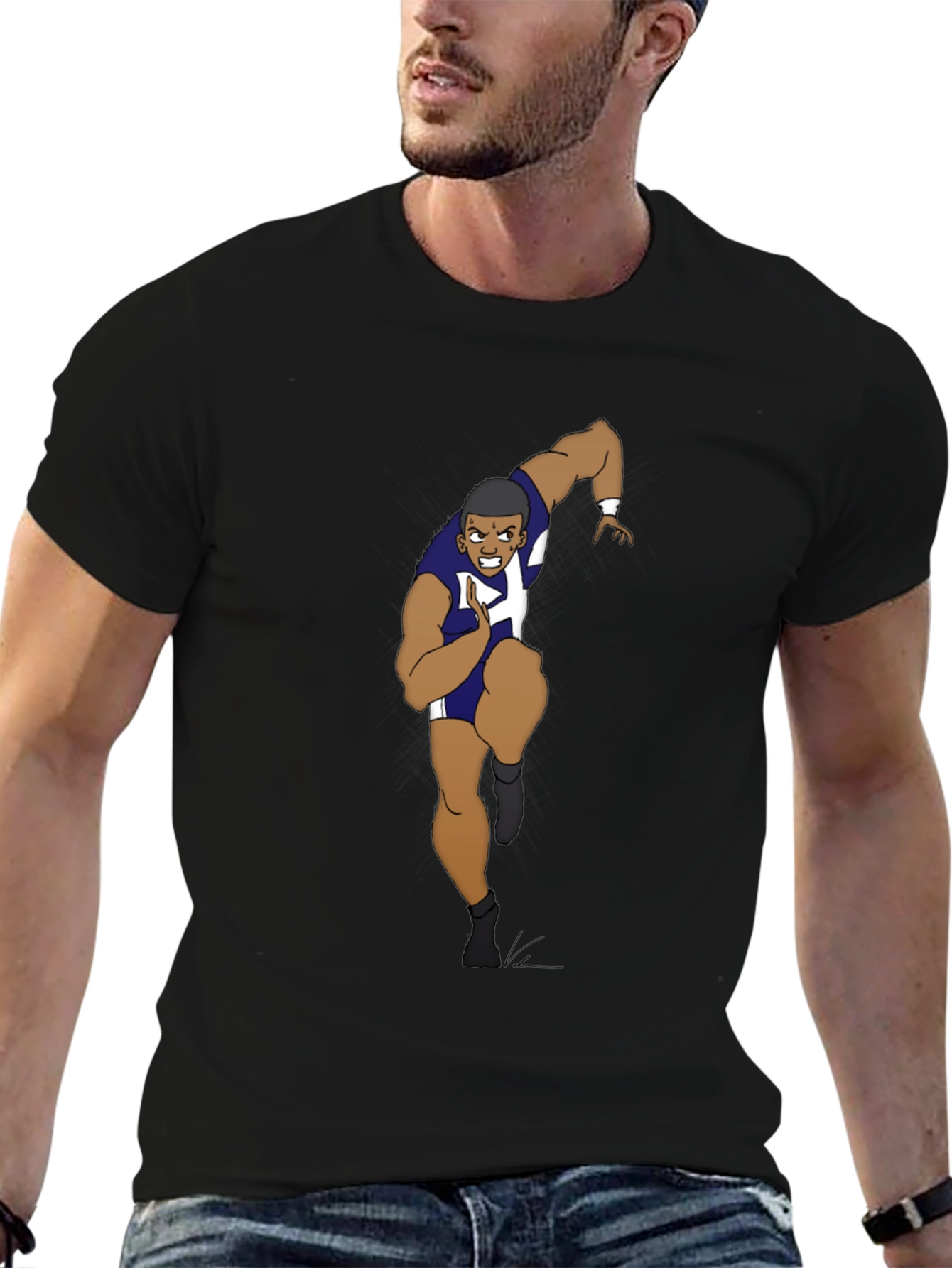 Black Cartoon Runner Graphic T-Shirt view 6