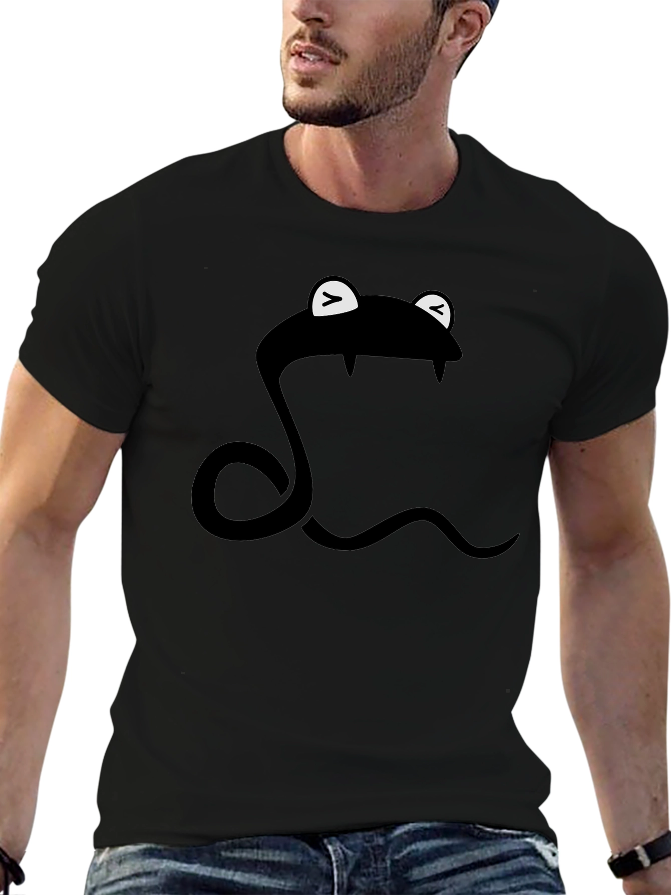 Black Snake T-Shirt - Cartoon Style - Black view 6