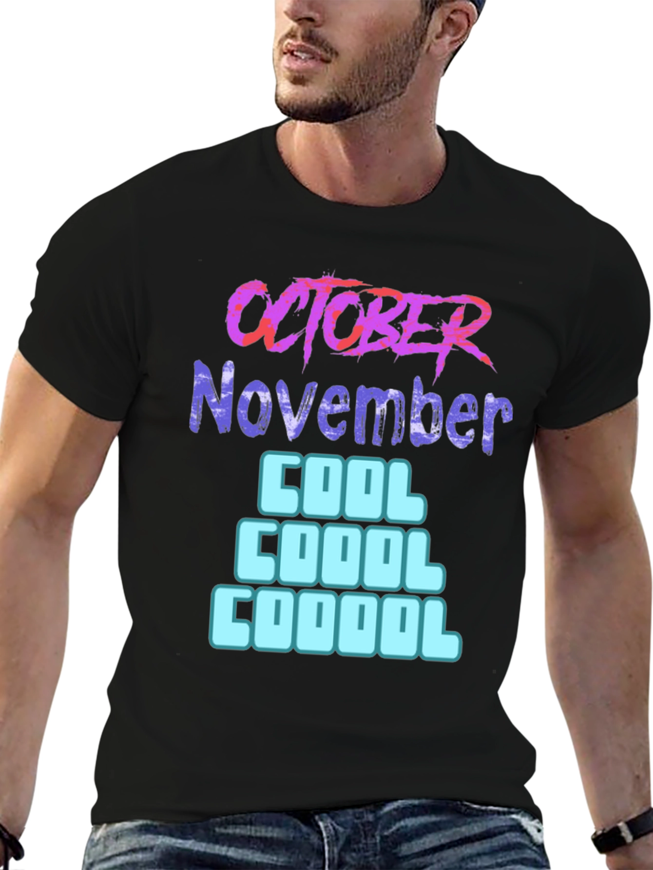Black October November Cool Graphic T-Shirt view 6