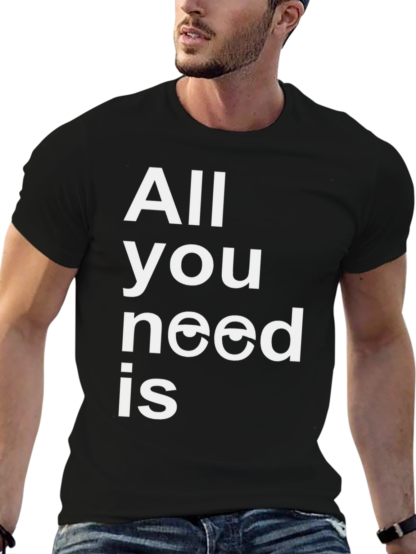 Black All You Need is Eyes Funny Graphic T-Shirt view 6
