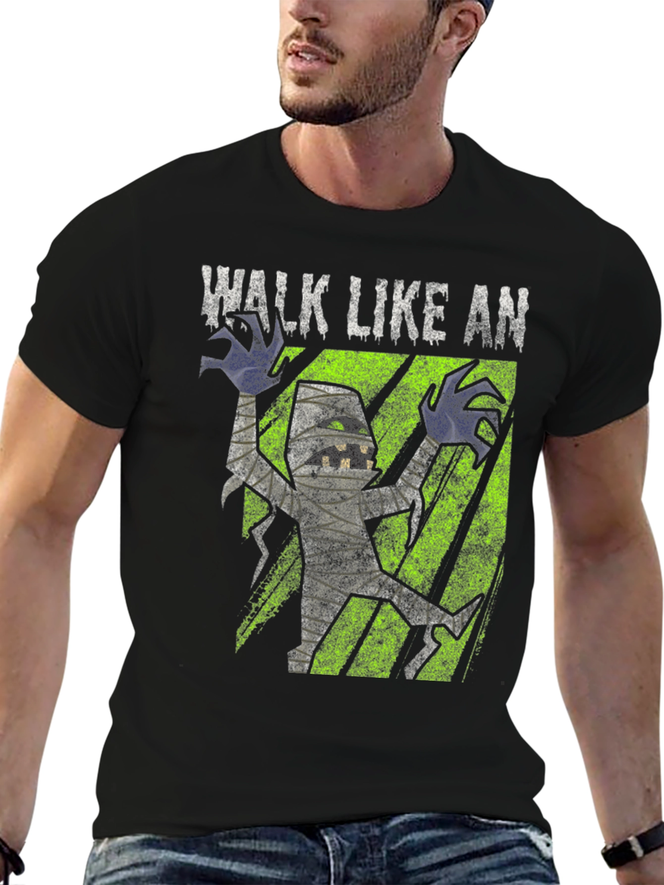 Black Walk Like An Egyptian Mummy Graphic T-Shirt view 6