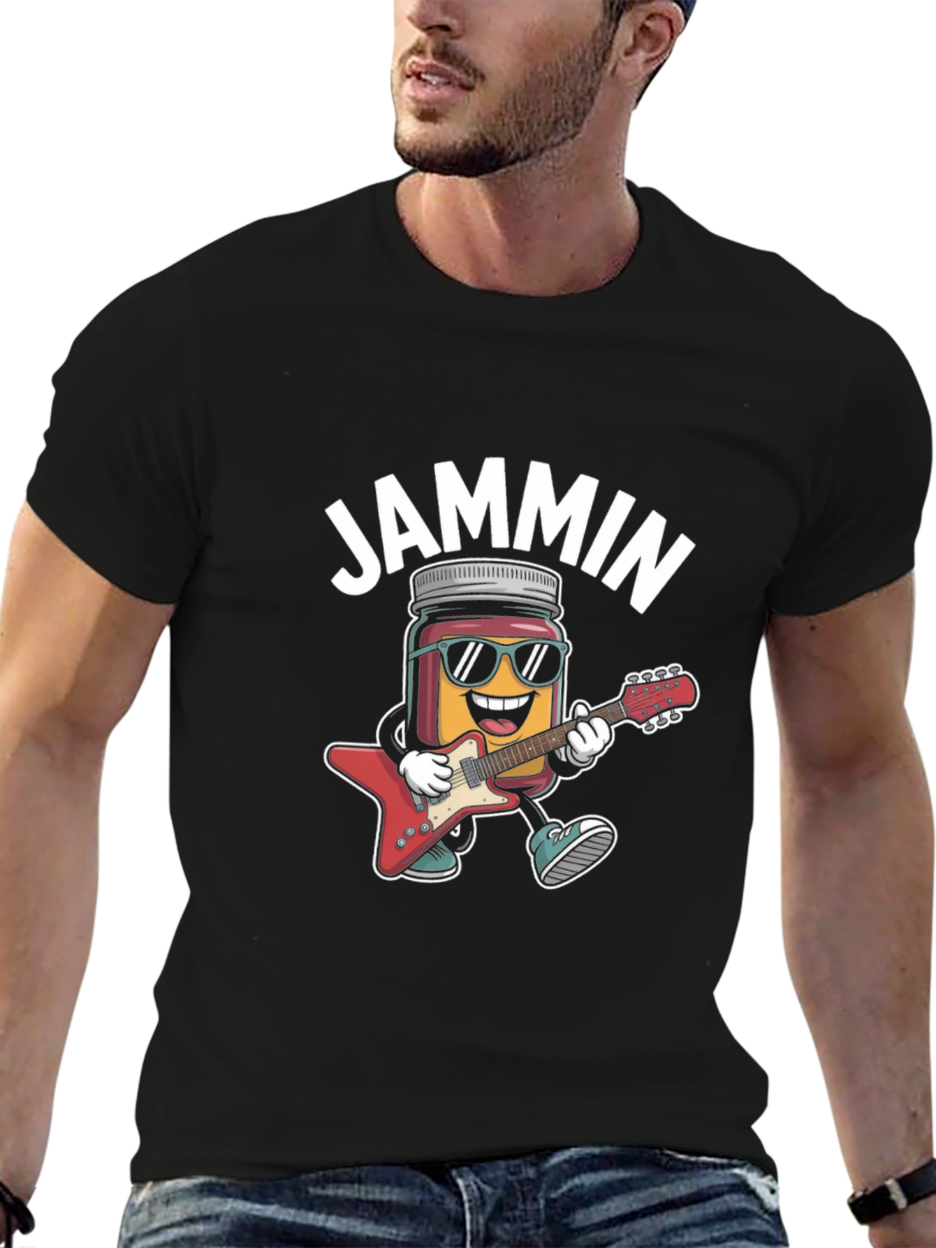 Black Jammin' Guitar Jar T-Shirt - Rock On! view 6