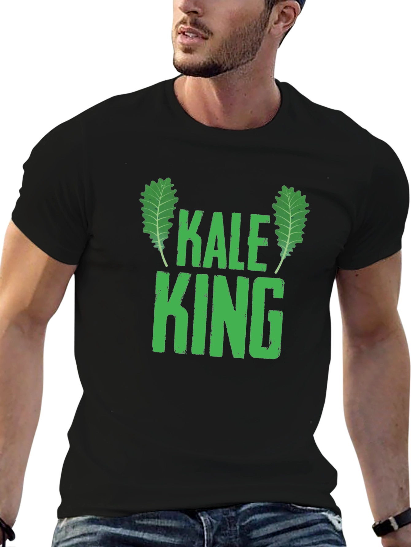Black Kale King Black T-Shirt - Healthy Eater Tee view 6