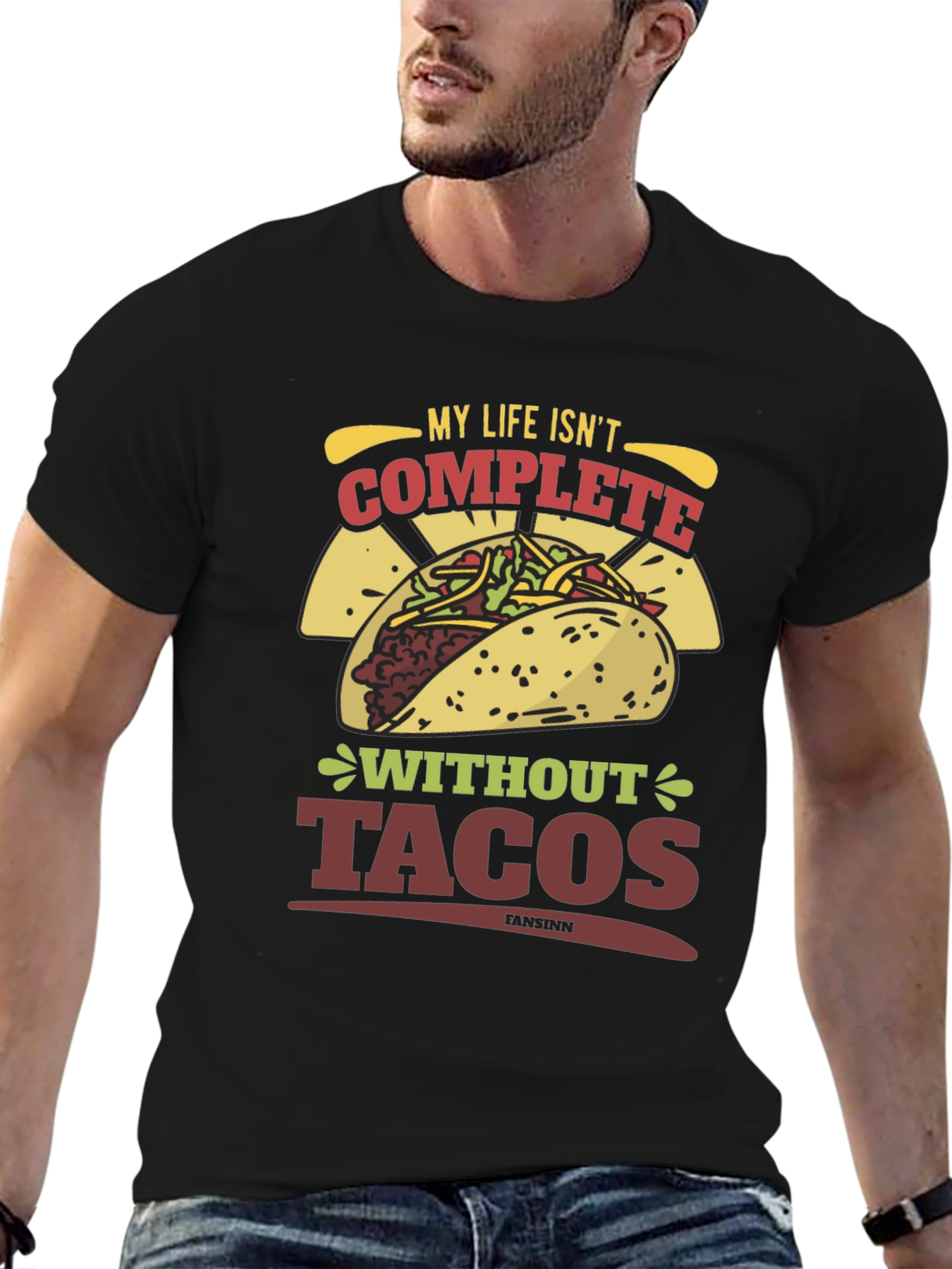 Black Taco Lover T-Shirt - My Life Isn't Complete Without Tacos view 6