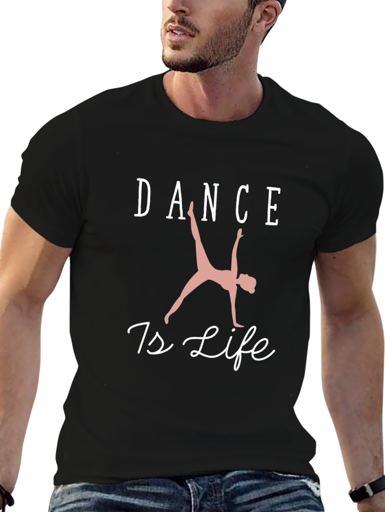 Black Dance Is Life T-Shirt, Black Cotton Tee view 6
