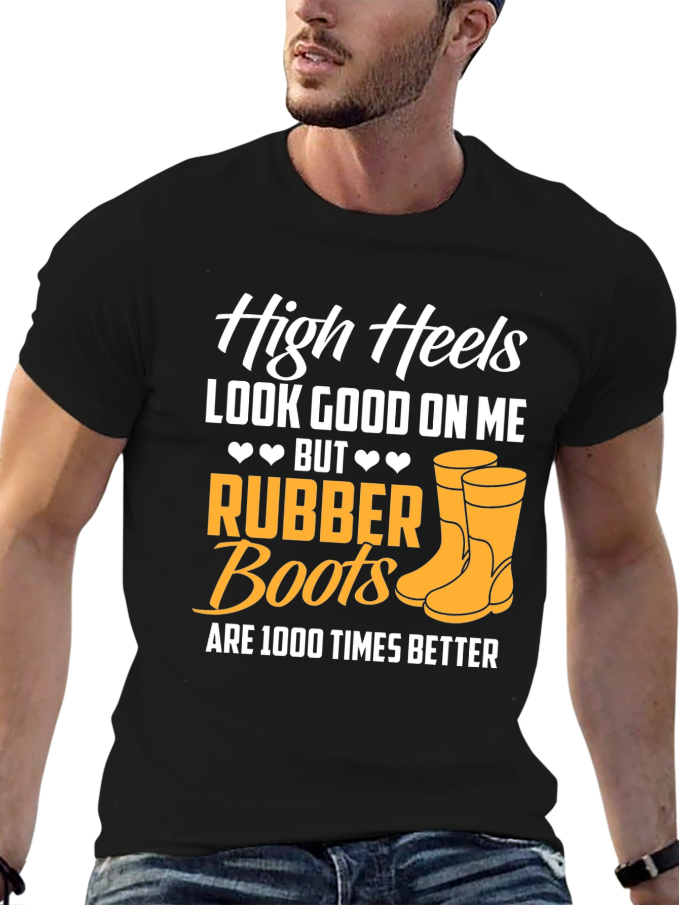 Black Rubber Boots Graphic T-Shirt view 6