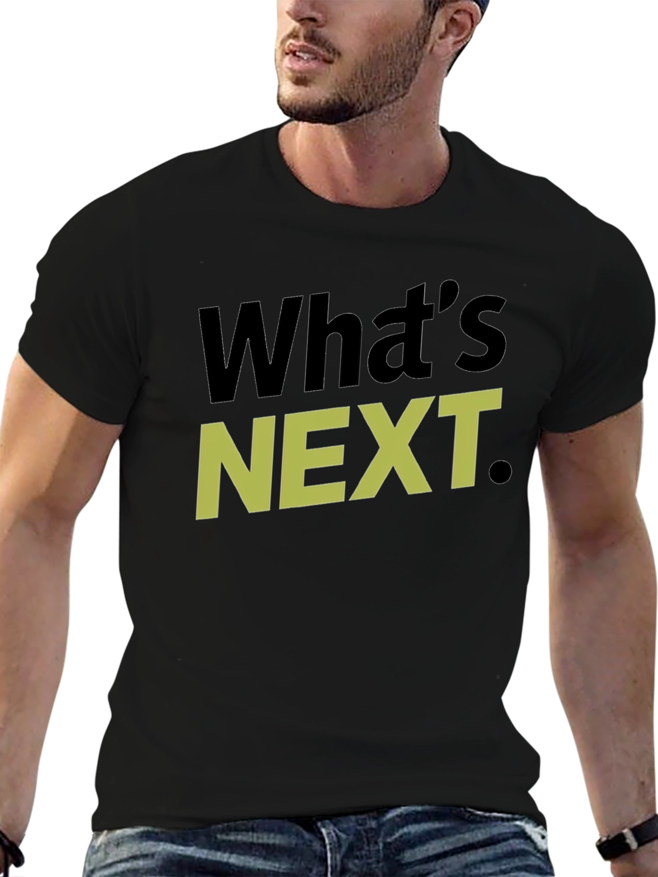 Black What's Next T-Shirt, Graphic Tee, Casual Wear view 6