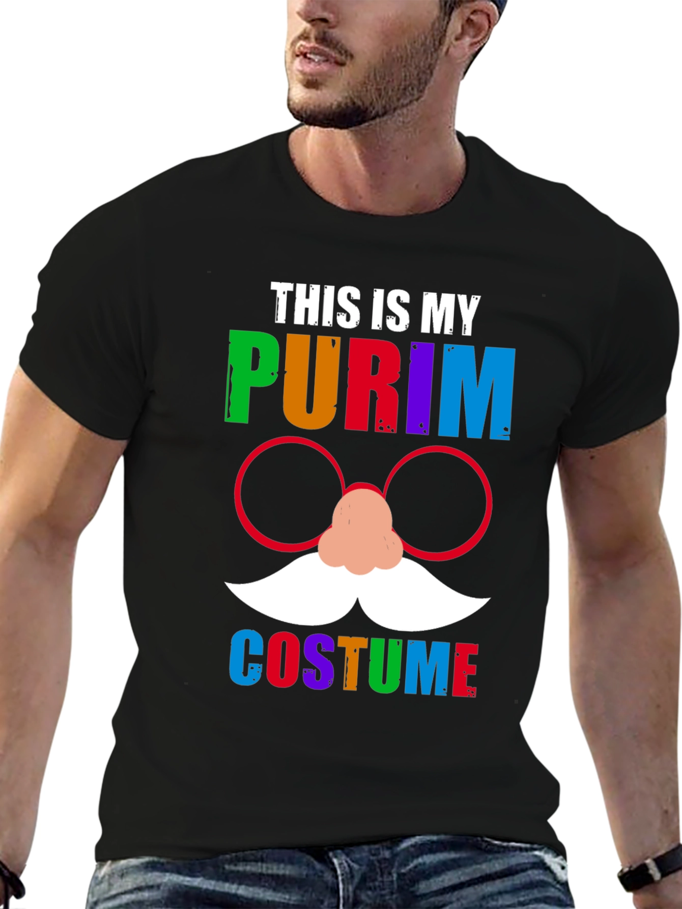 Black This is My Purim Costume T-Shirt view 6