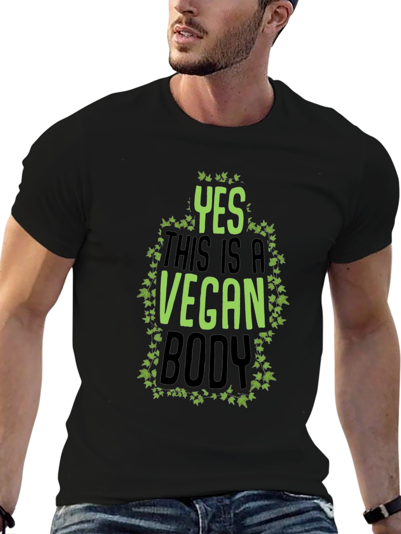 Black Yes This Is A Vegan Body Black T-Shirt view 6