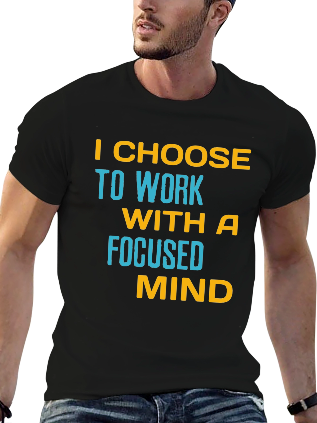 Black Focused Mind T-Shirt - Motivational Black Tee view 6
