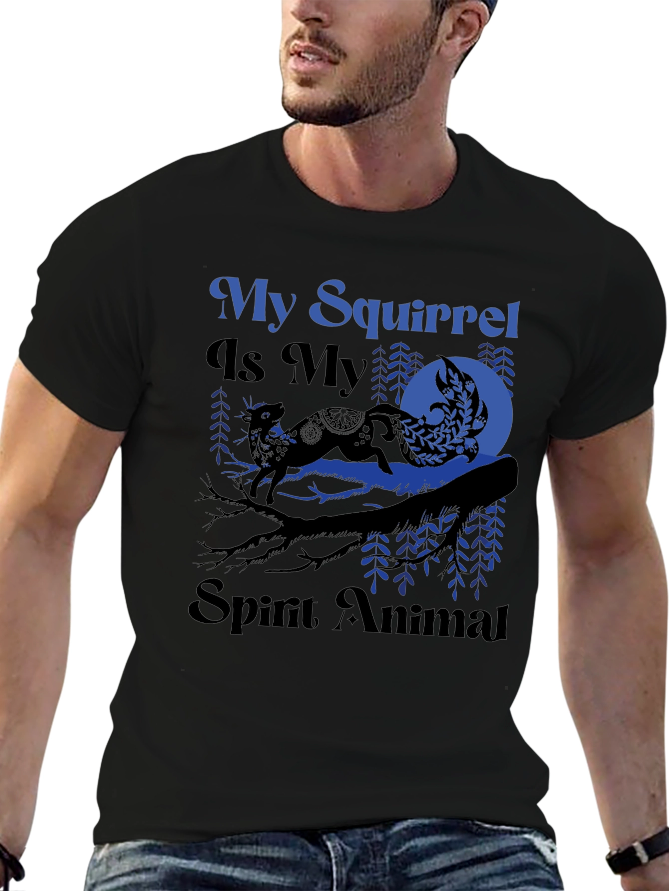 Black My Squirrel Is My Spirit Animal T-Shirt view 6