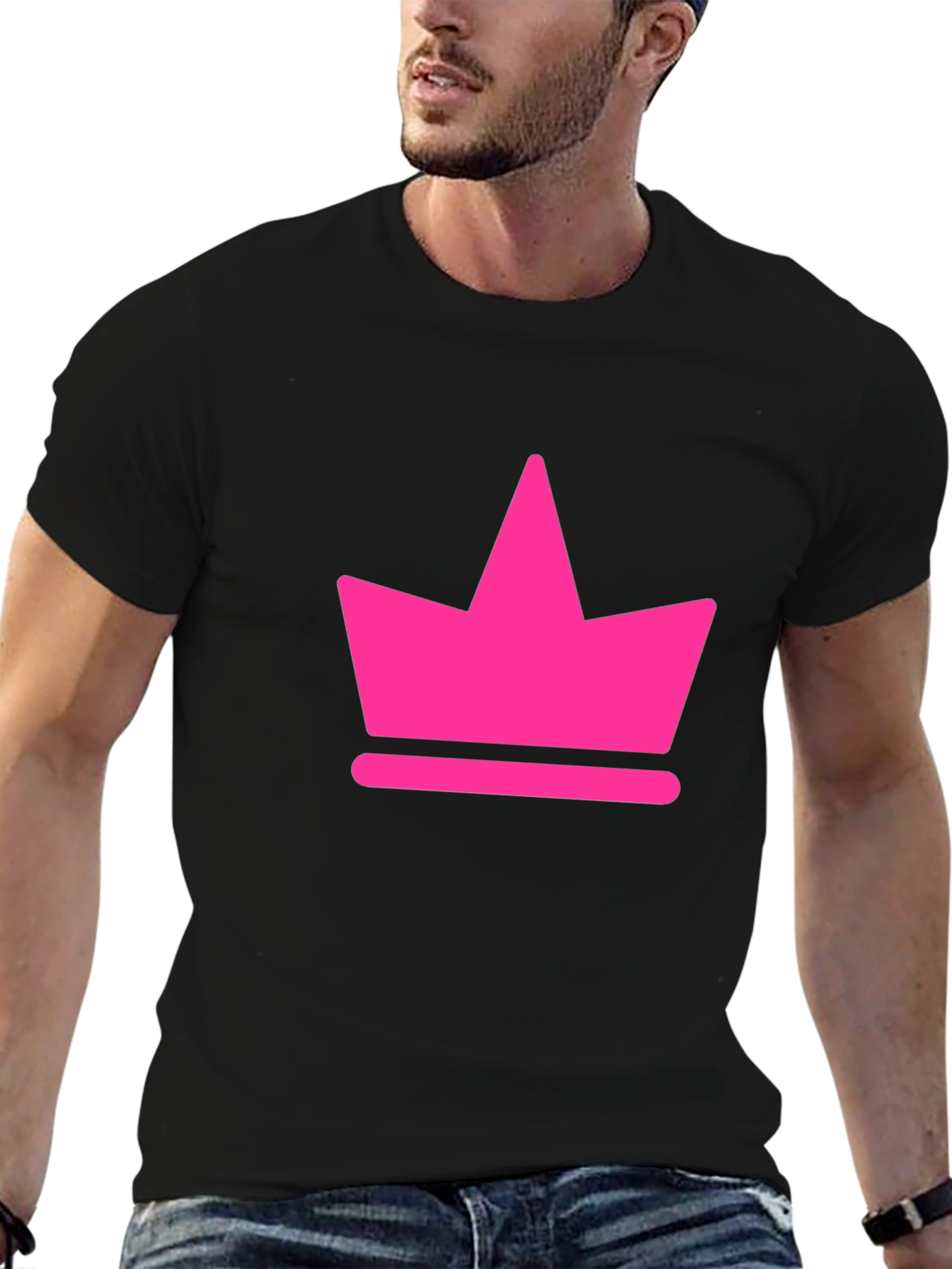 Black Pink Crown Graphic Black T-Shirt view 6