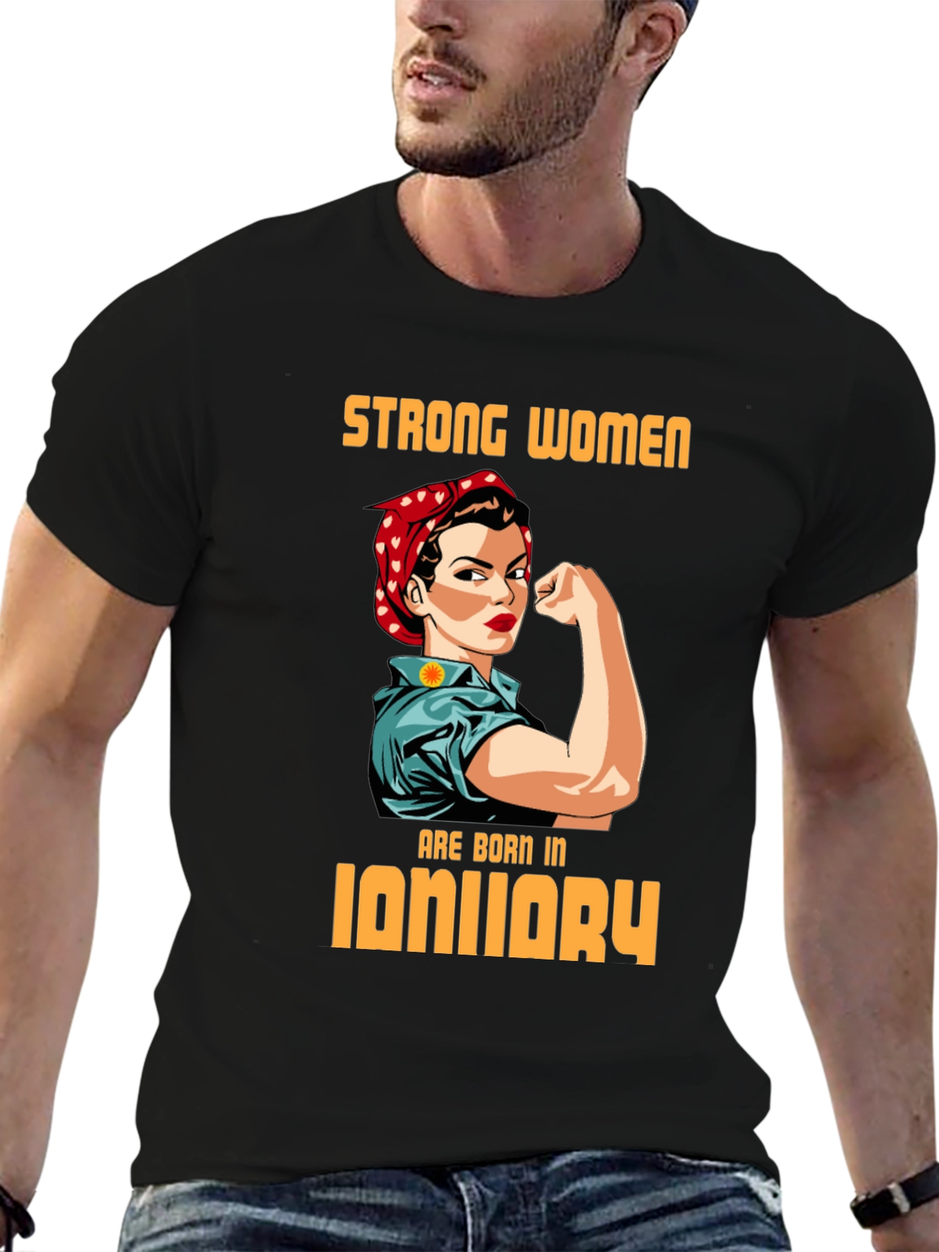 Black Strong Women January Birthday T-Shirt view 6