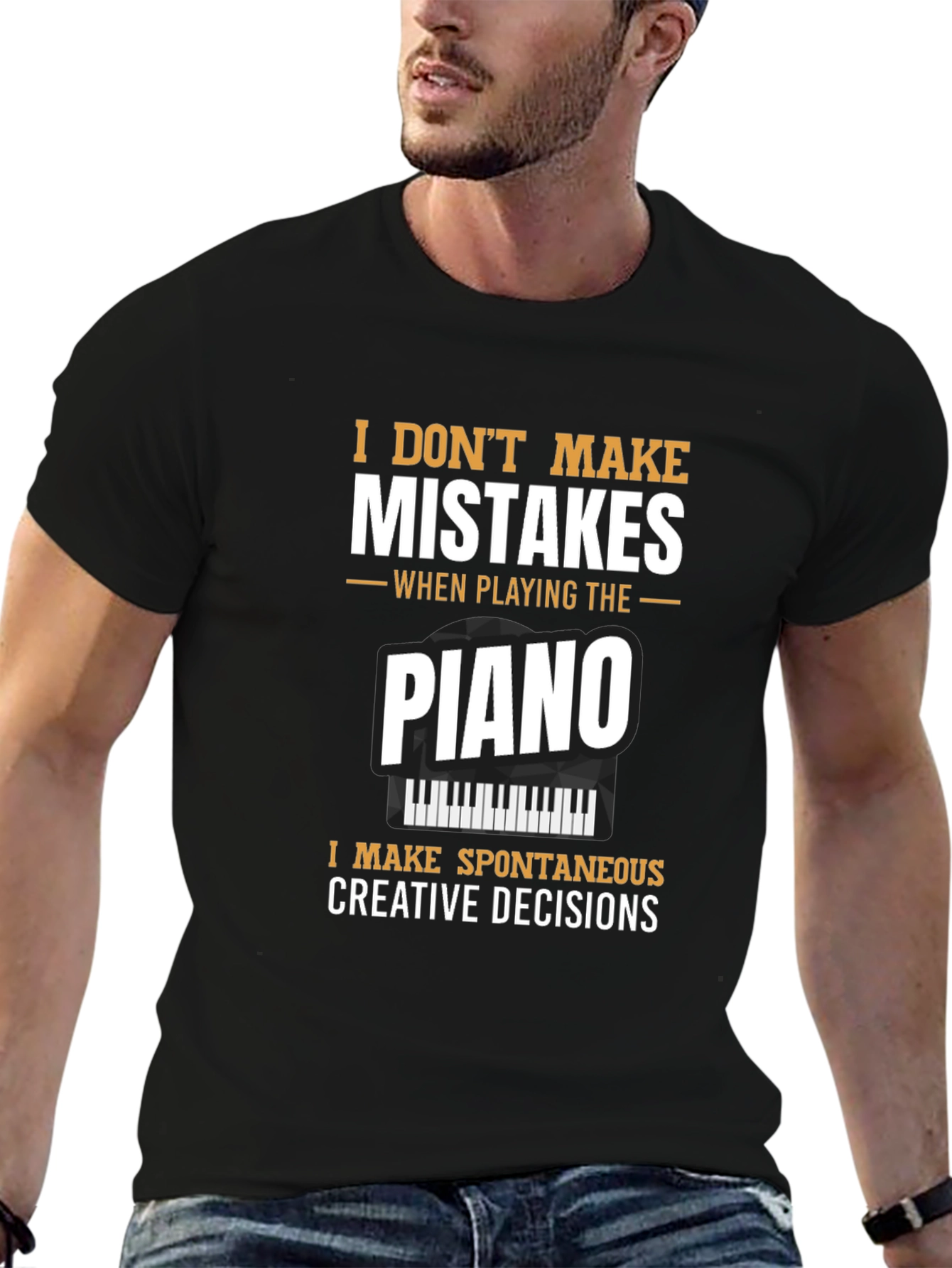 Black Piano Player T-Shirt: I Don't Make Mistakes view 6