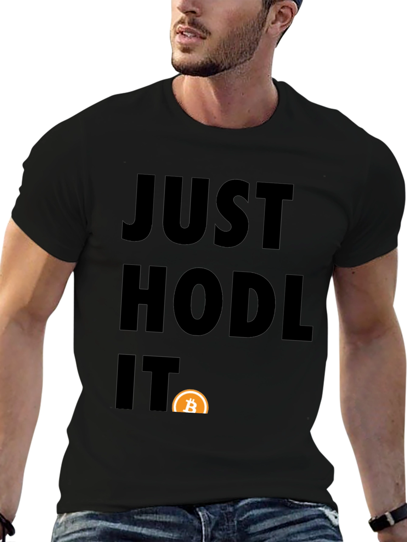 Black Just Hodl It Bitcoin Graphic Tee view 6