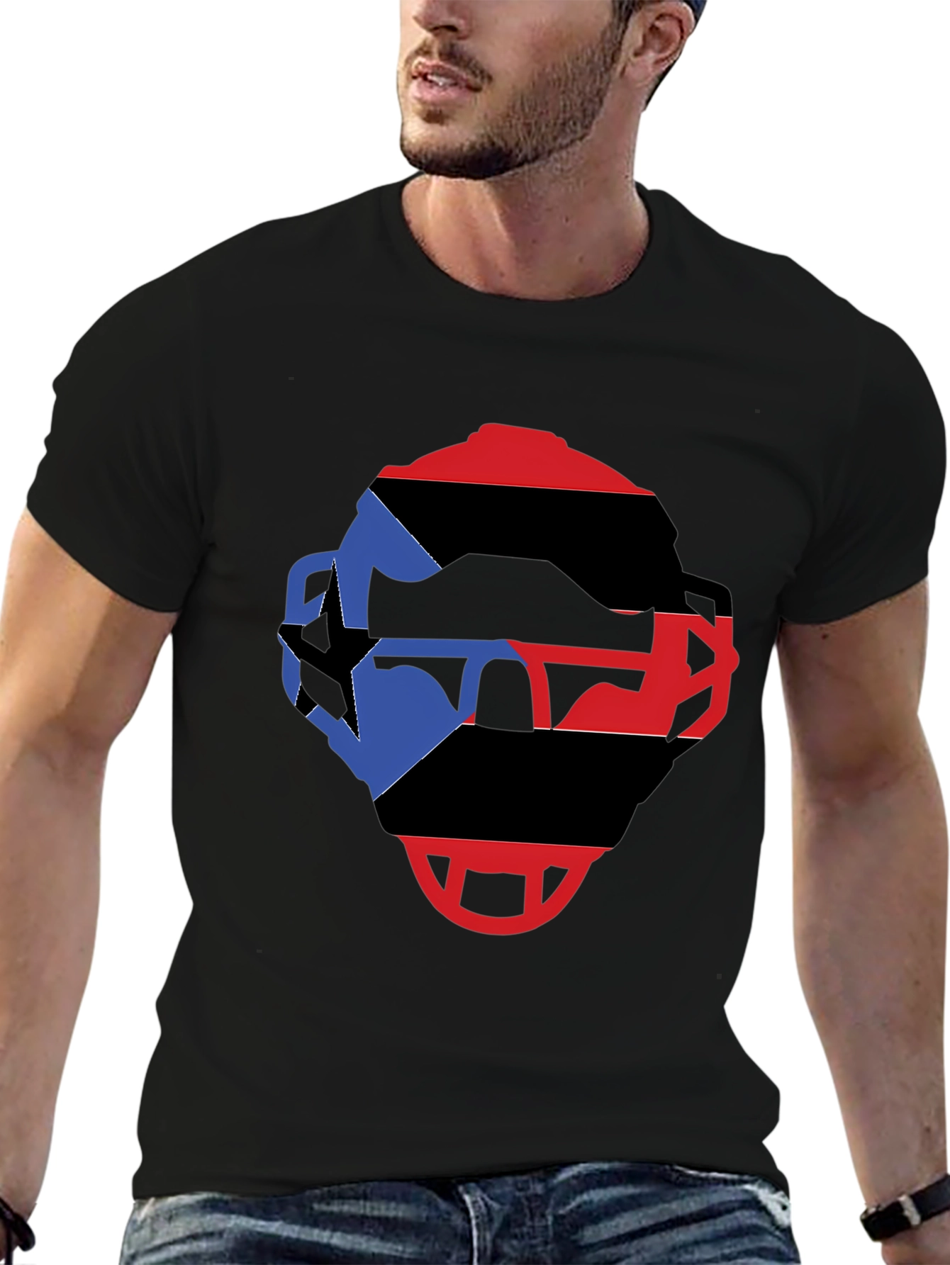 Black Helmet Graphic T-Shirt - Bold Colors view 6