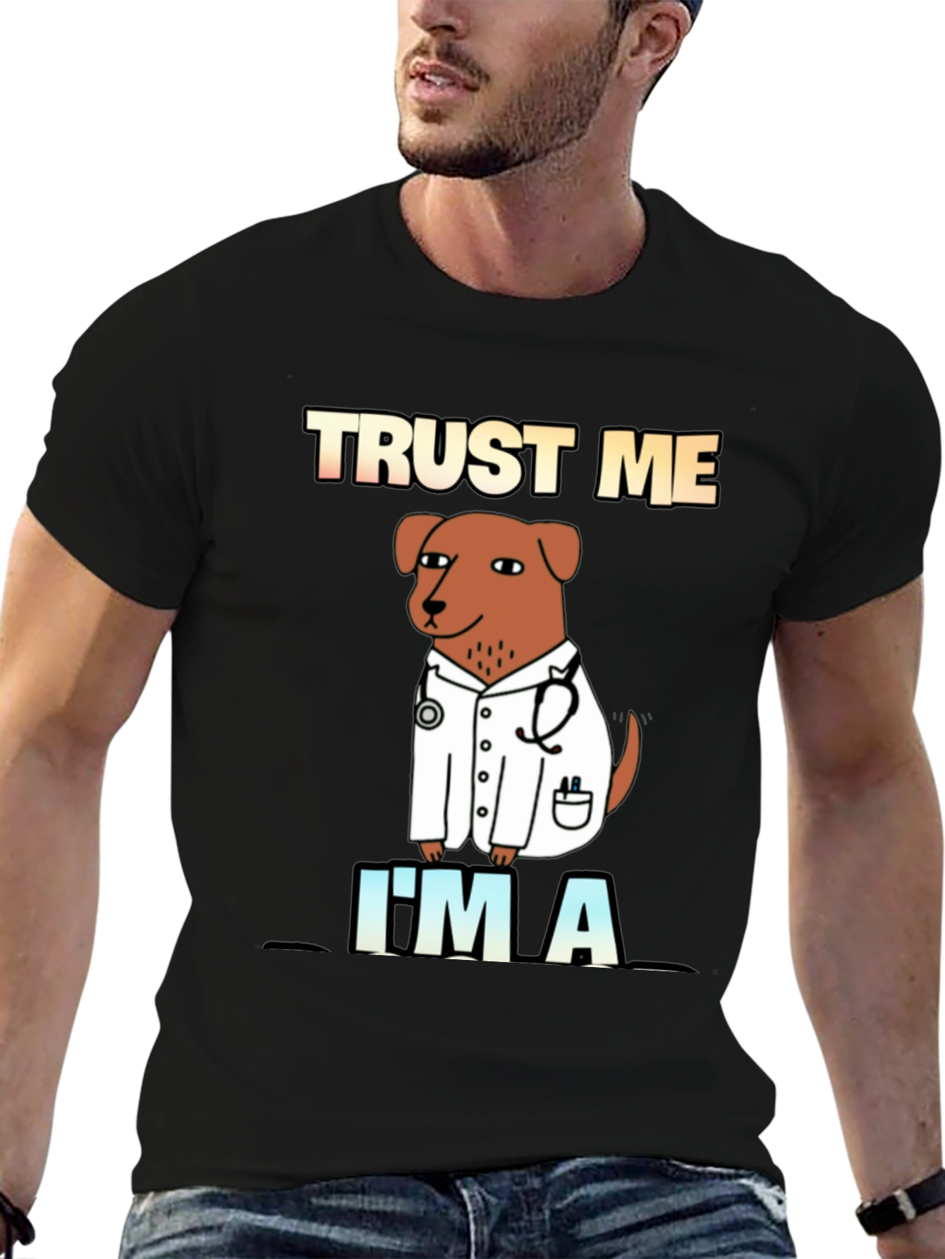 Black Trust Me I'm A Doctor Dog T-Shirt view 6