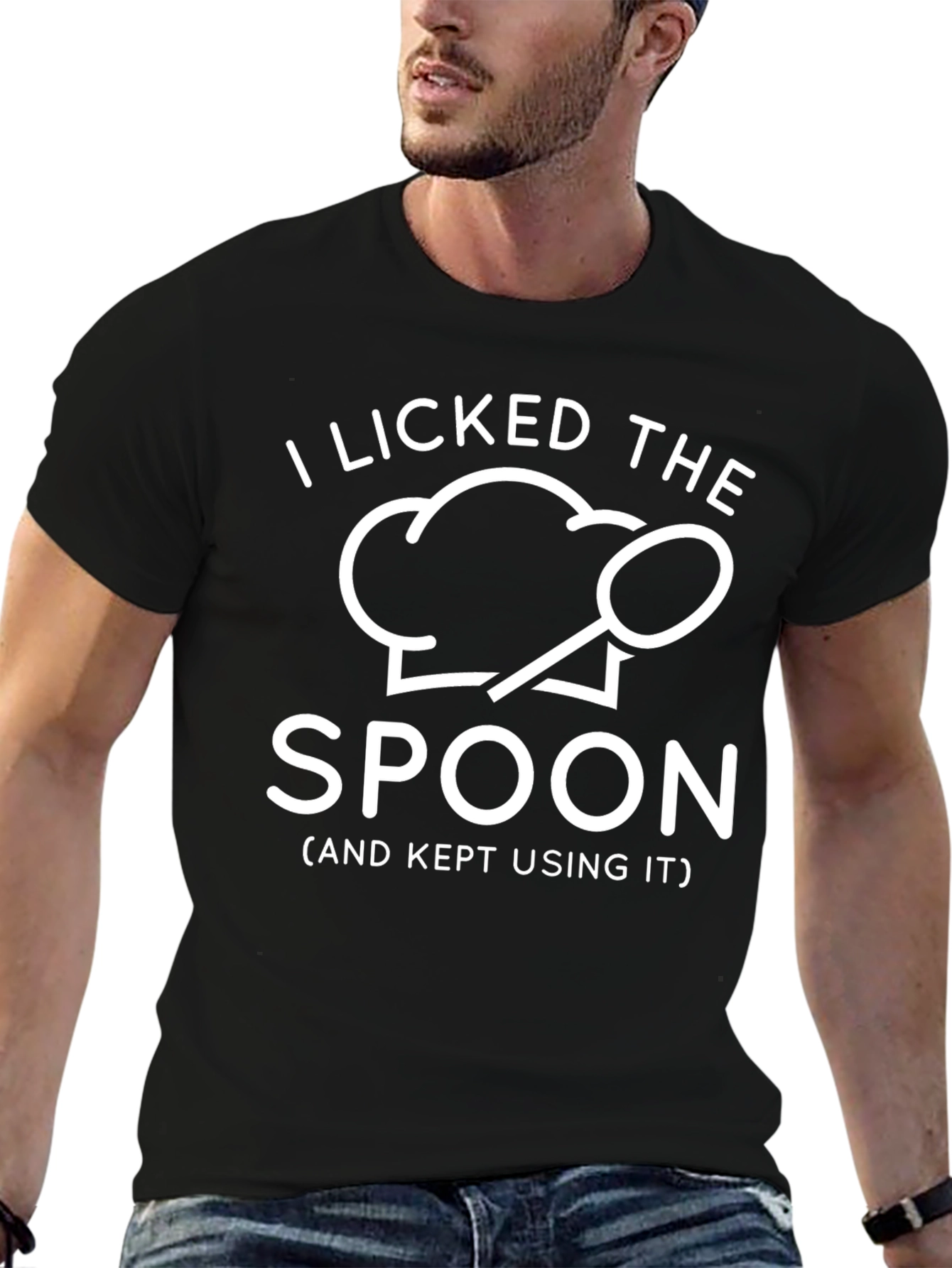 Black I Licked The Spoon T-Shirt - Funny Chef Design view 6