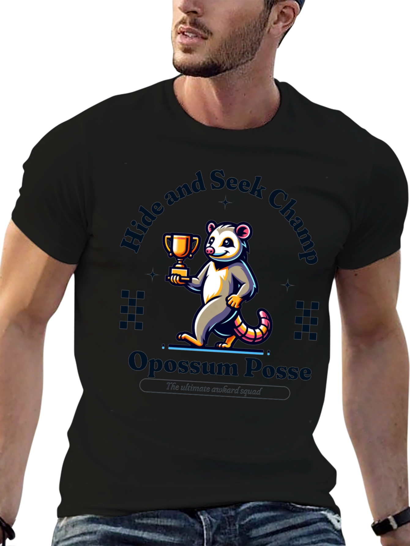 Black Opossum Hide & Seek Champ T-Shirt view 6