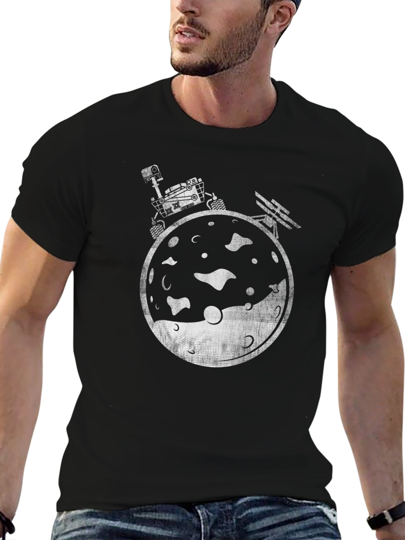 Mars Rover Graphic Tee - Black Cotton T-Shirt - 6