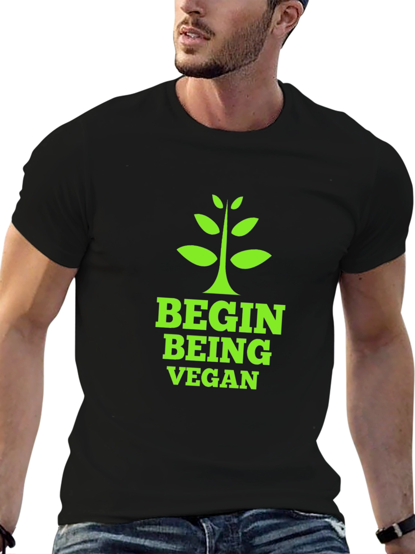 Black Begin Being Vegan T-Shirt view 6