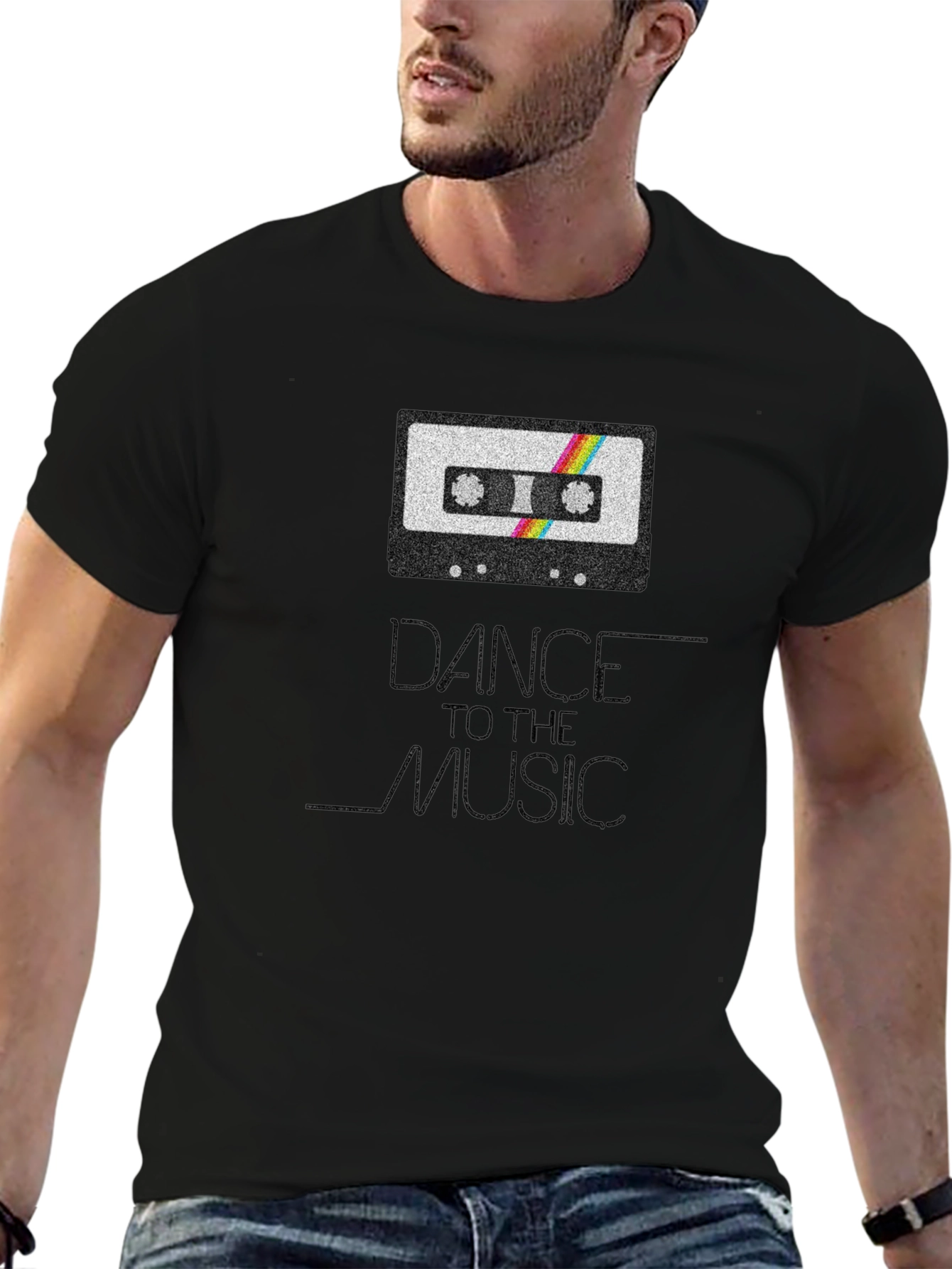 Black Dance To The Music Retro Cassette Tape T-Shirt view 6