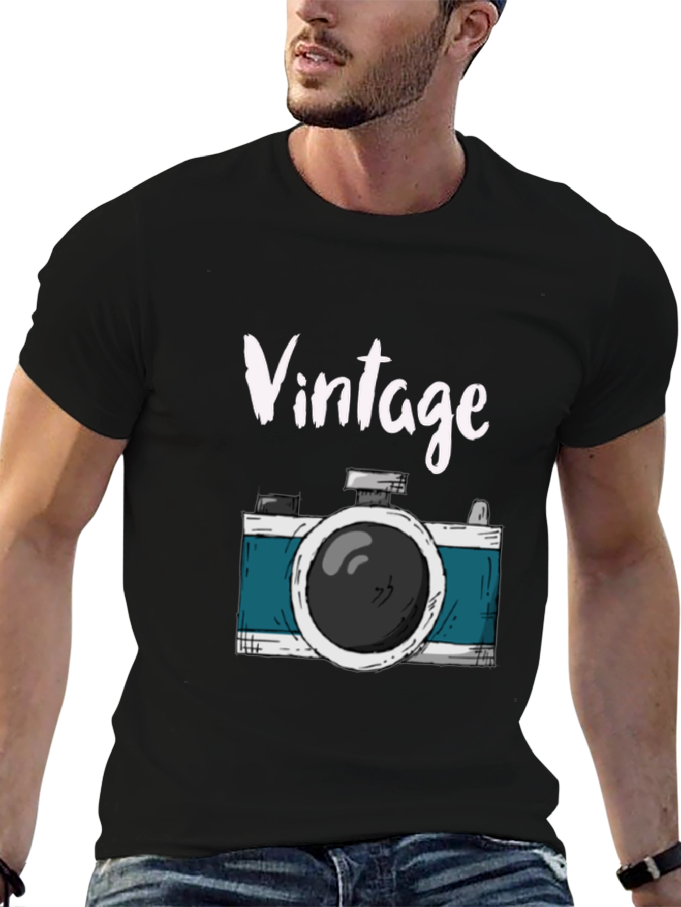 Black Vintage Camera Graphic Tee view 6