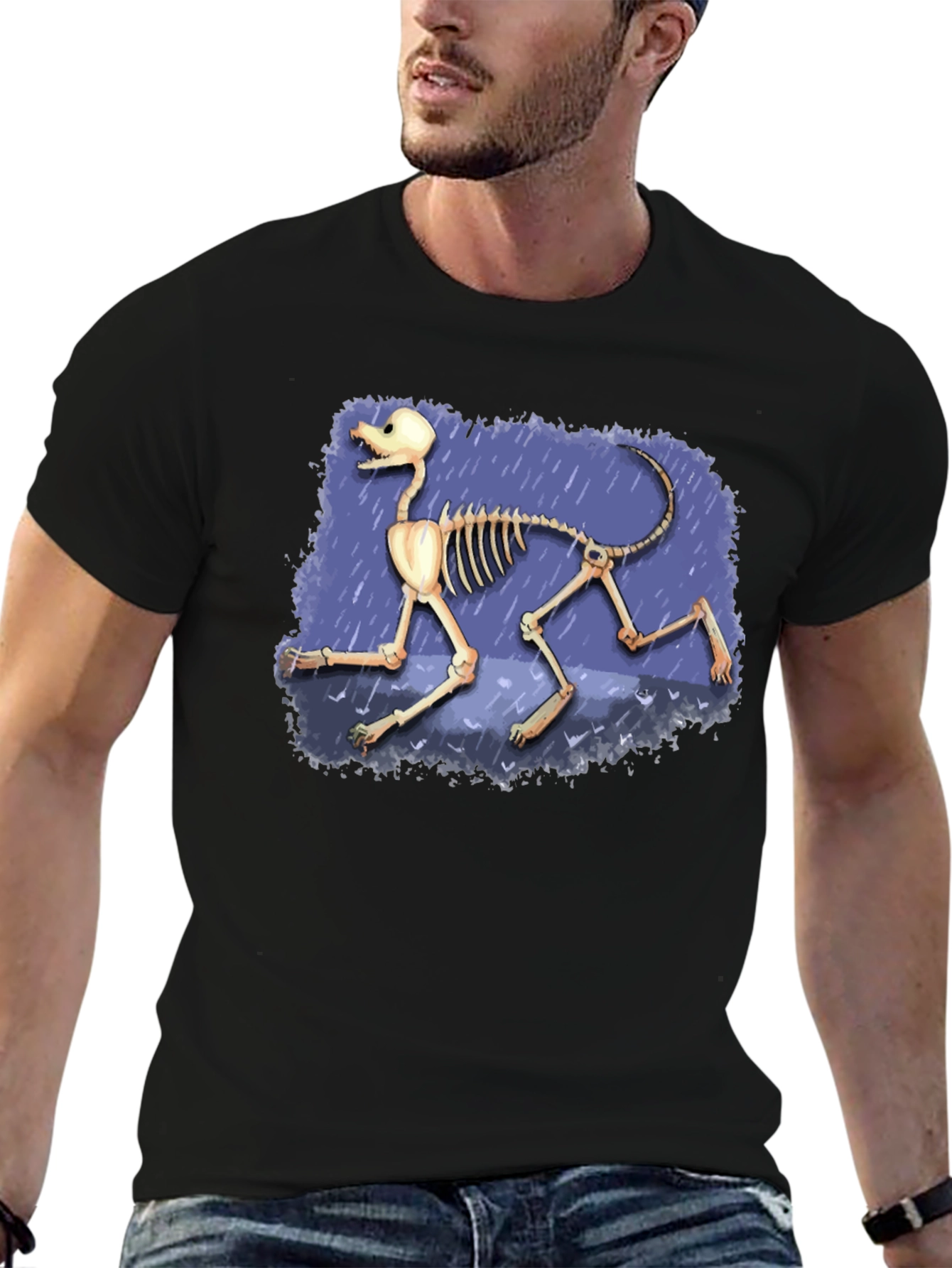 Black Dog Skeleton Graphic Tee - Black view 6