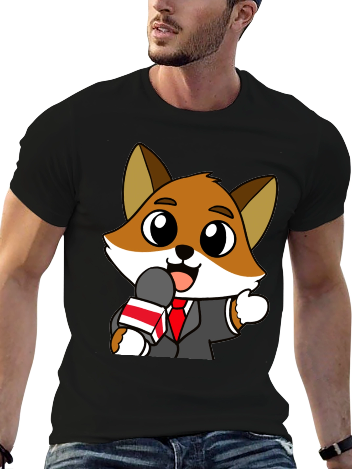 Black Fox News Reporter Graphic Tee view 6