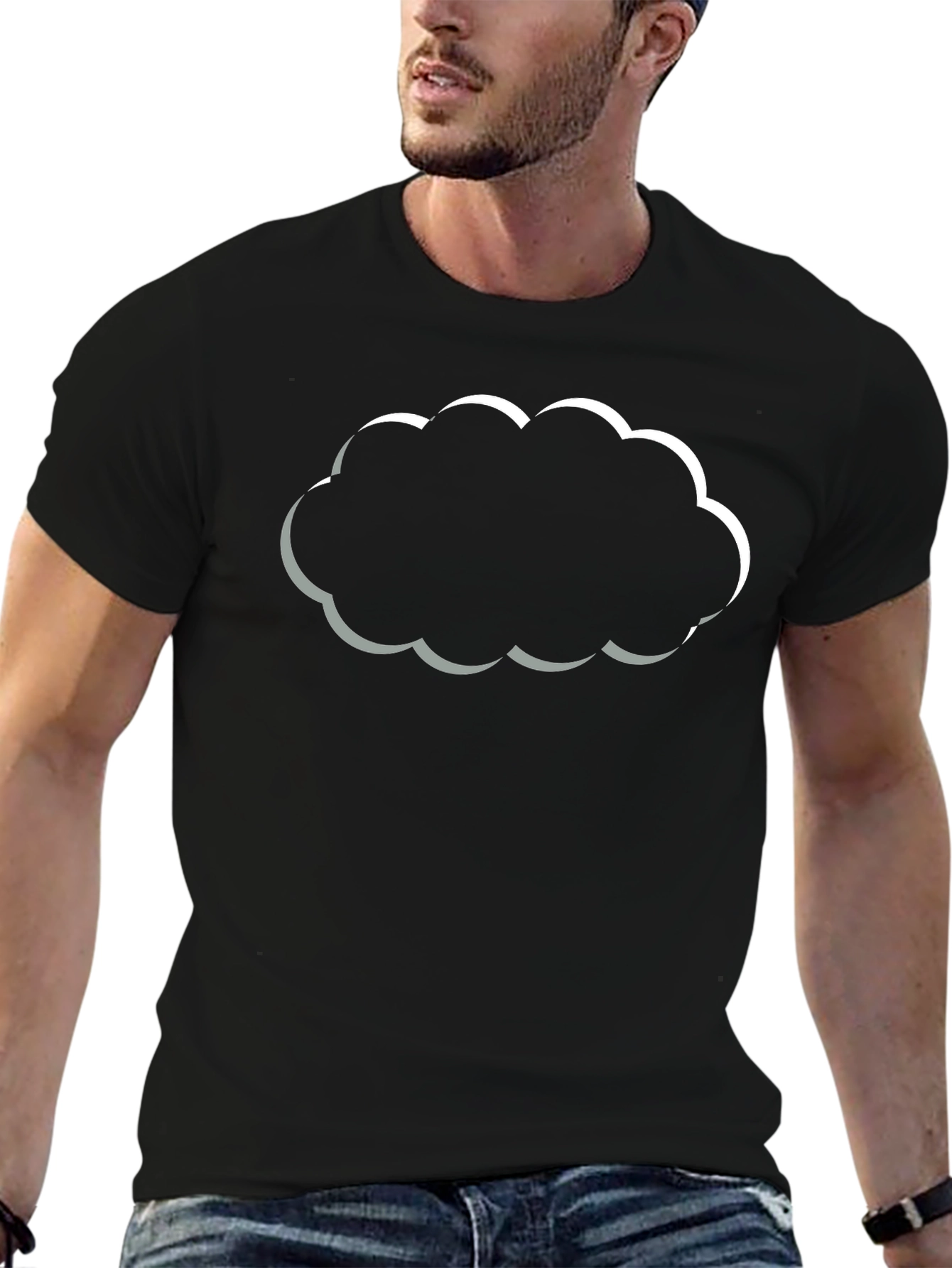 Black Cloud Graphic Black T-Shirt - Trendy & Stylish view 6