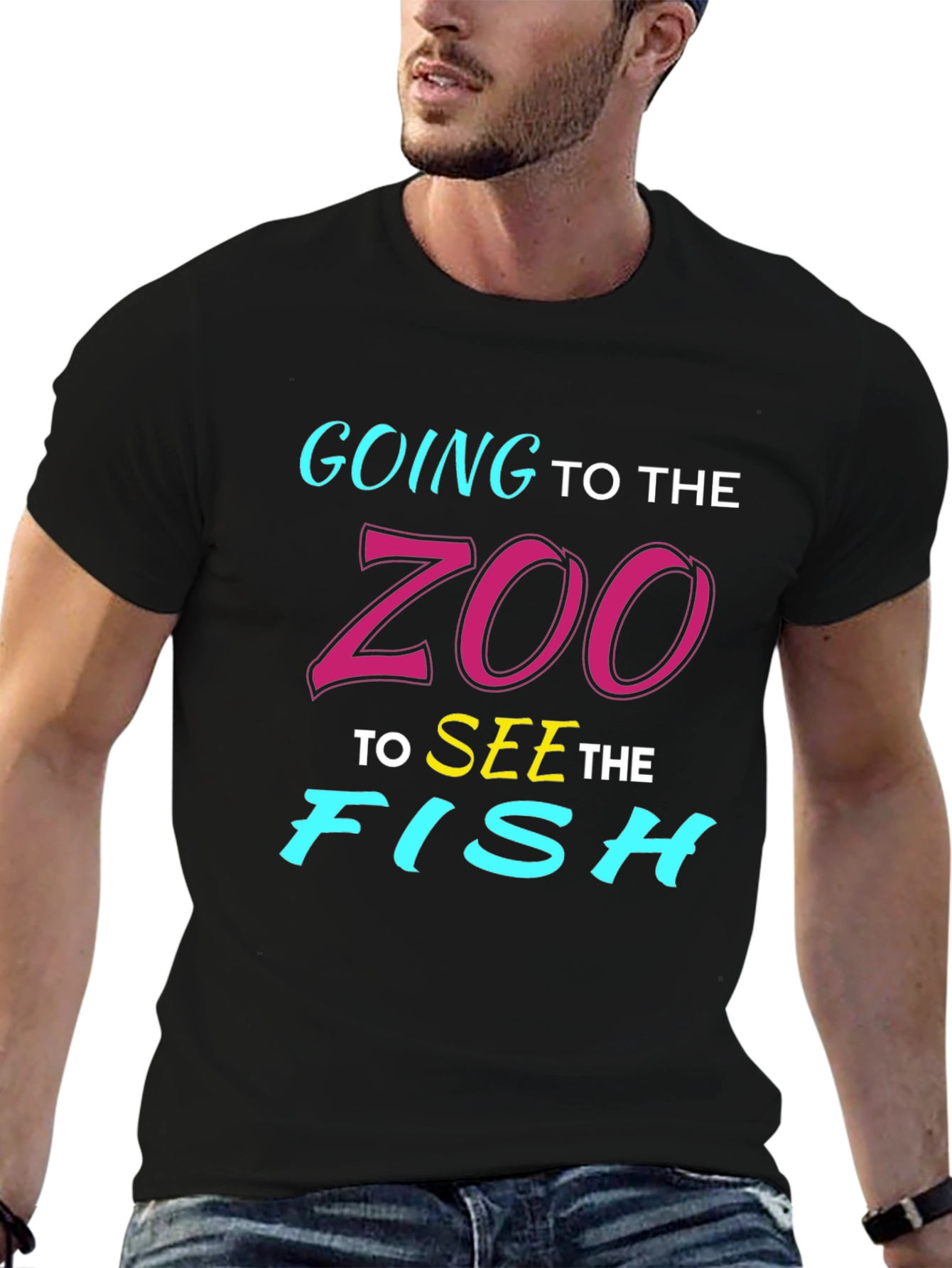 Black Zoo Trip T-Shirt: Going to See the Fish! view 6