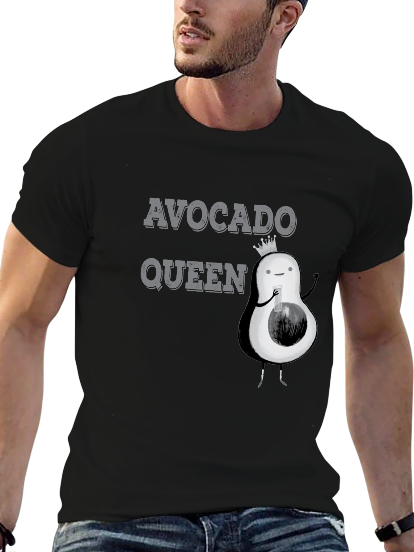 Black Avocado Queen Black Graphic T-Shirt view 6