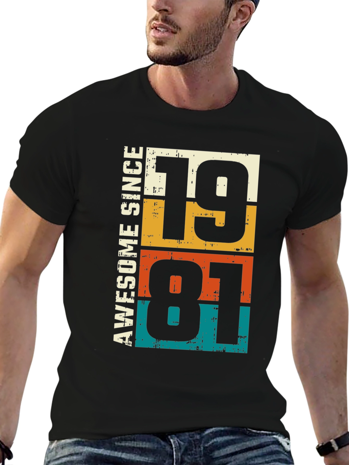 Black Awesome Since 1981 Graphic T-Shirt - Retro Birthday Tee view 6