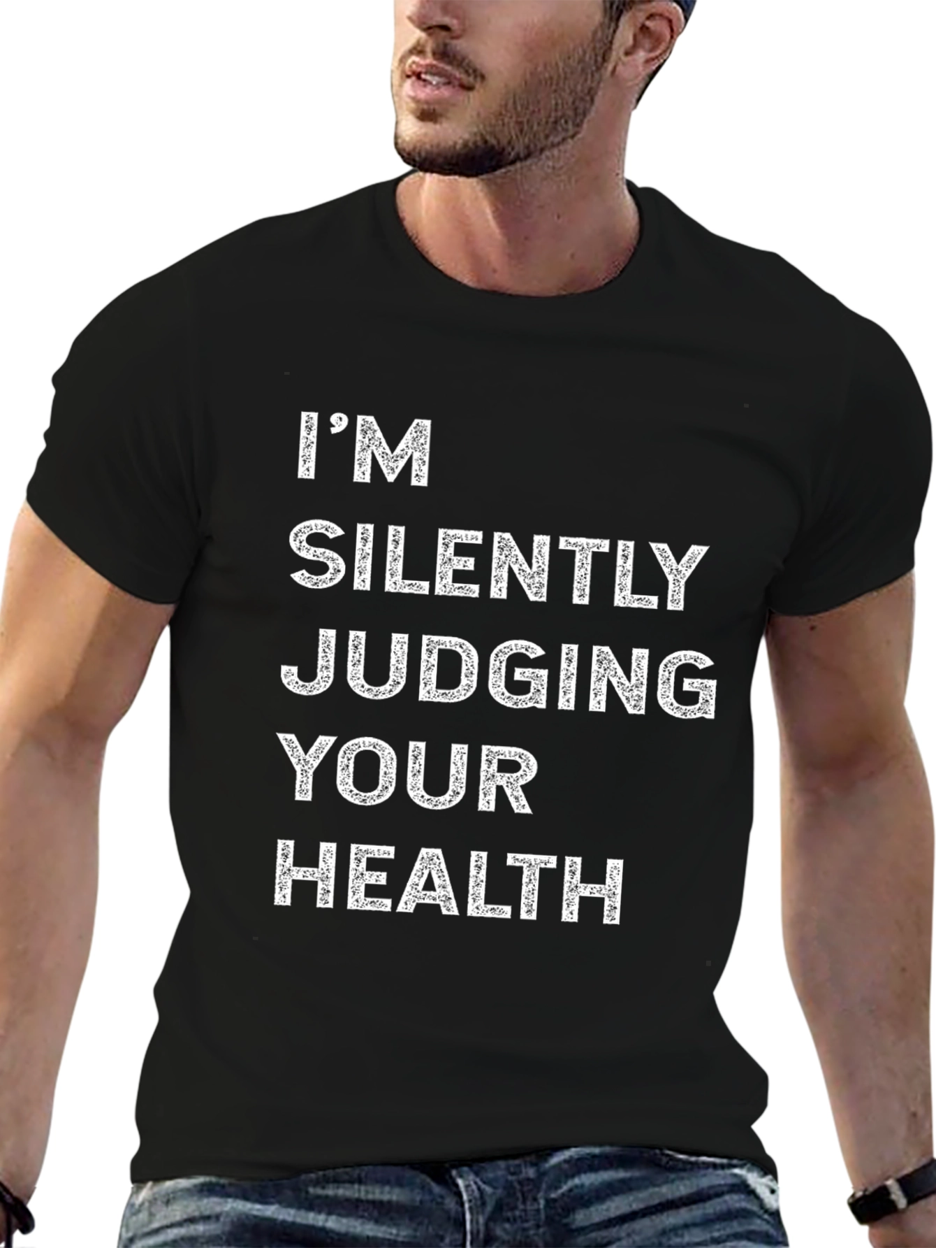 Black Silently Judging Health Graphic Tee view 6