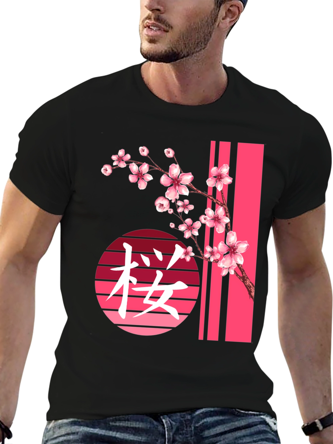 Black Sakura Blossom Graphic Tee view 6