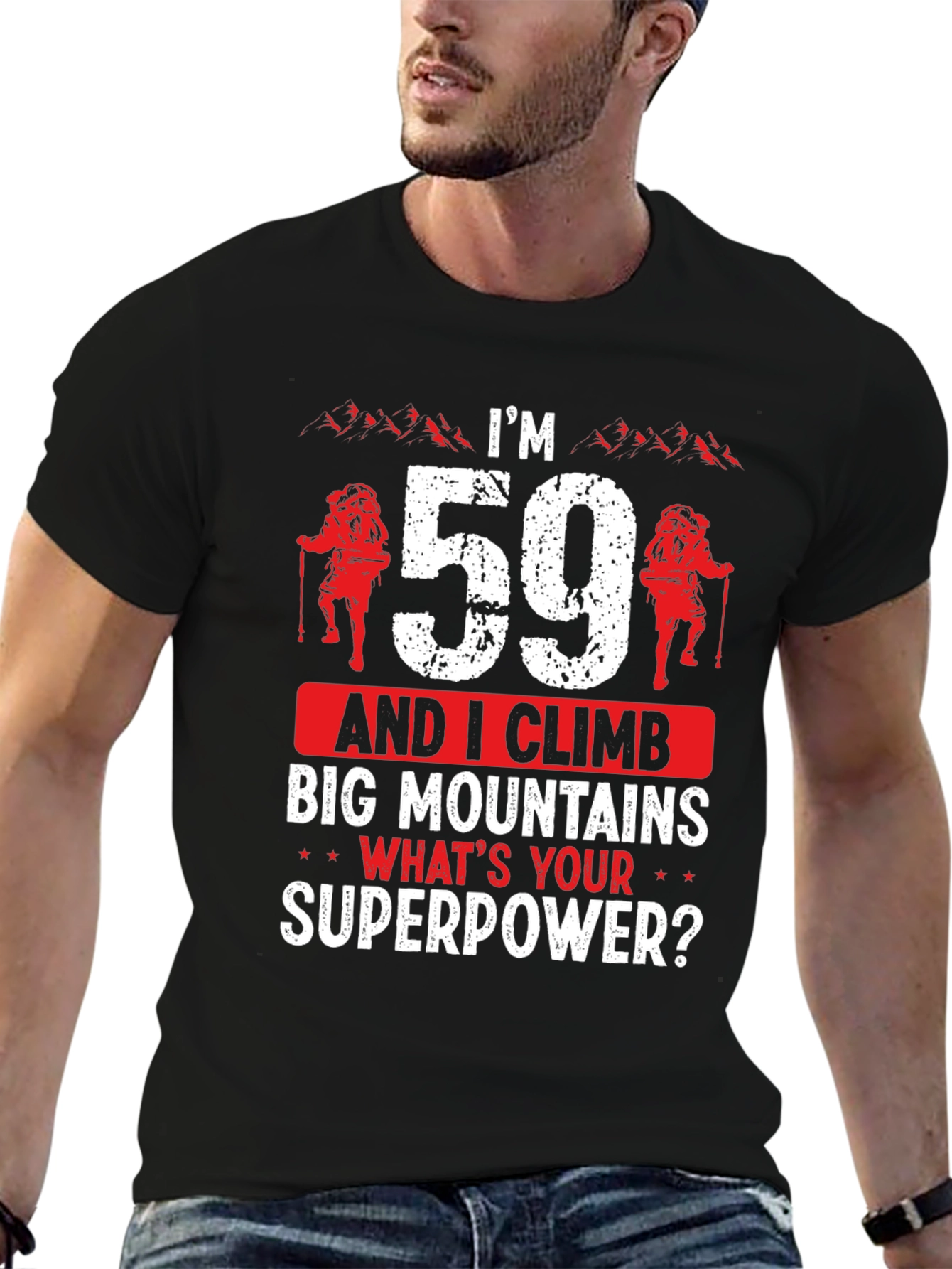 Black I'm 59 and I Climb T-Shirt view 6
