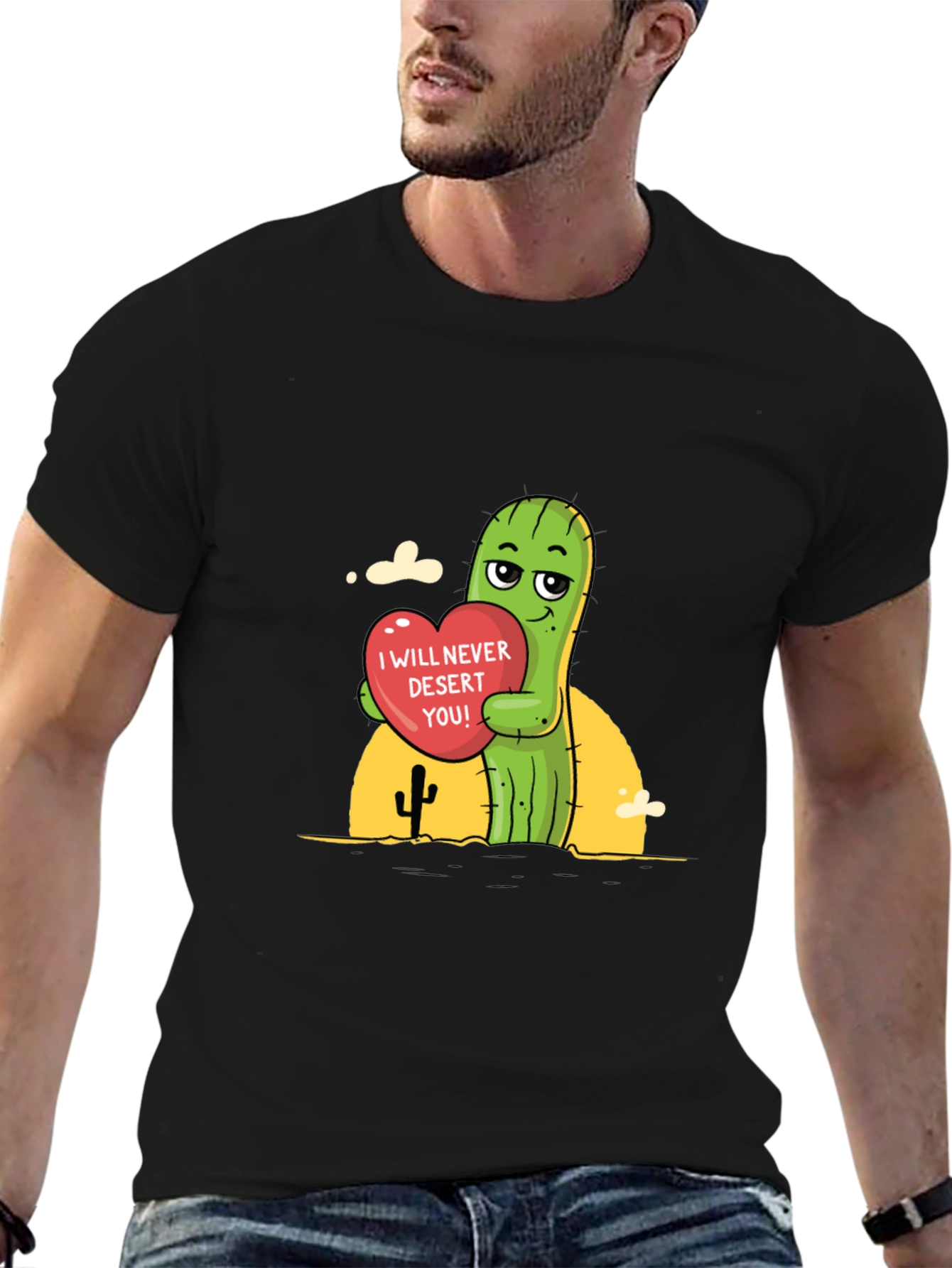 Black Cactus Love T-Shirt - 'I Will Never Desert You!' view 6