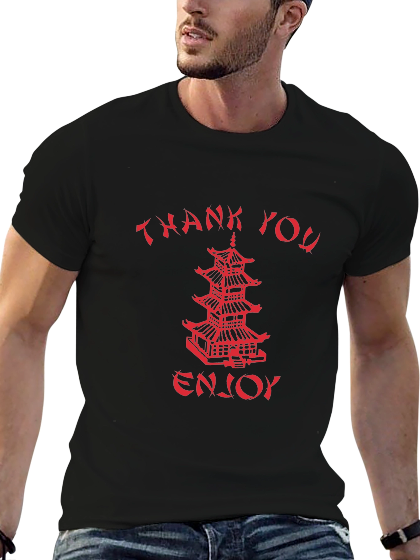 Black Thank You Enjoy Graphic Tee view 6