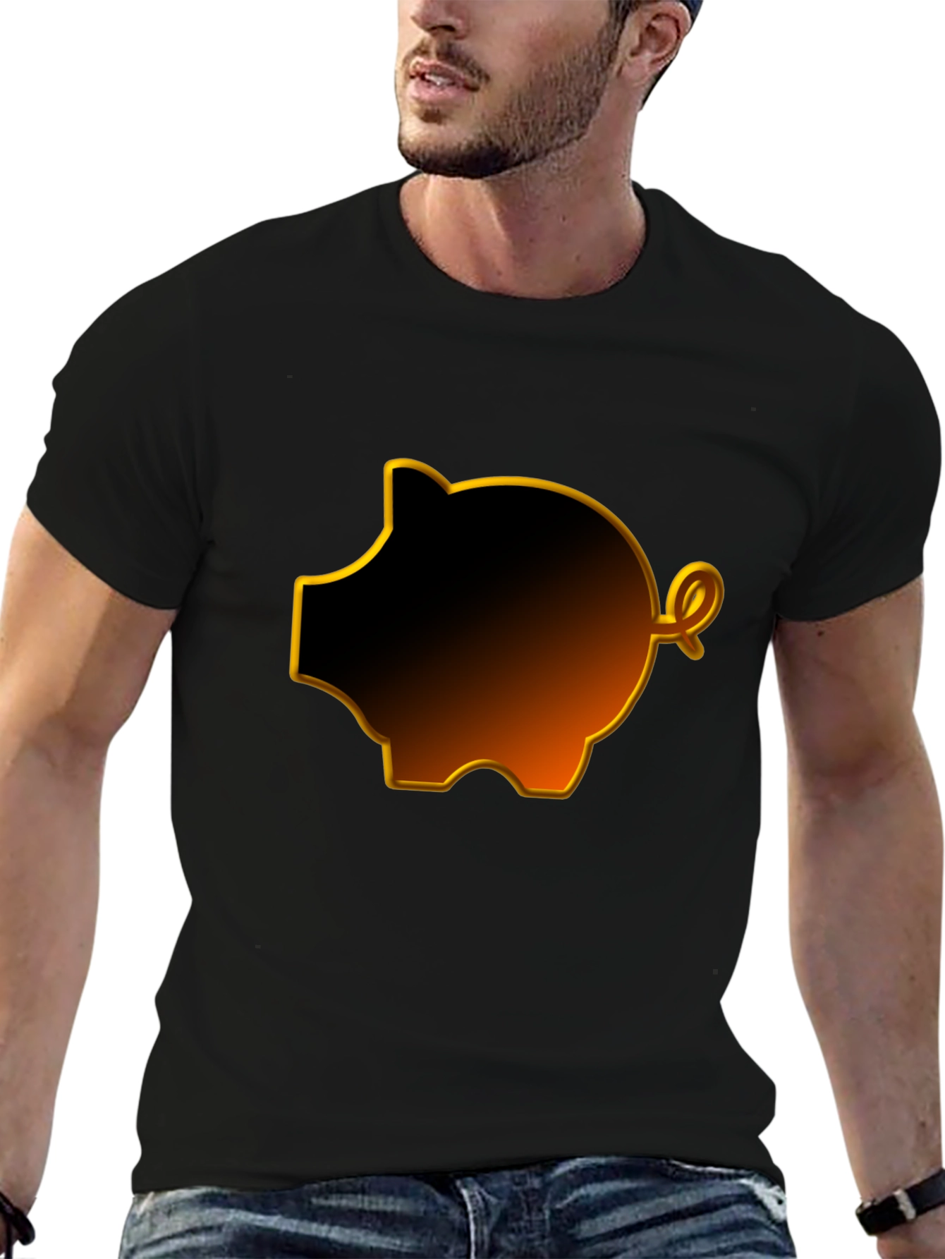 Black Black Piggy Bank Graphic Tee view 6