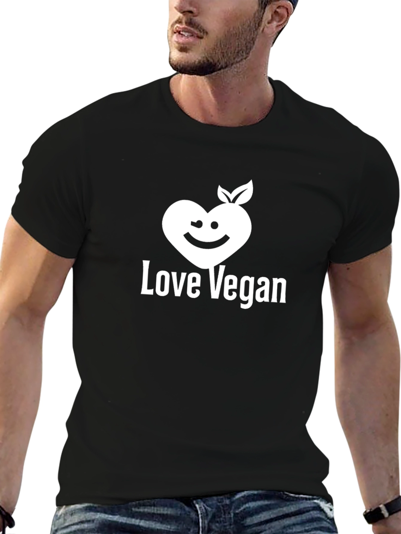 Black Love Vegan Graphic Tee - Black Cotton Blend view 6
