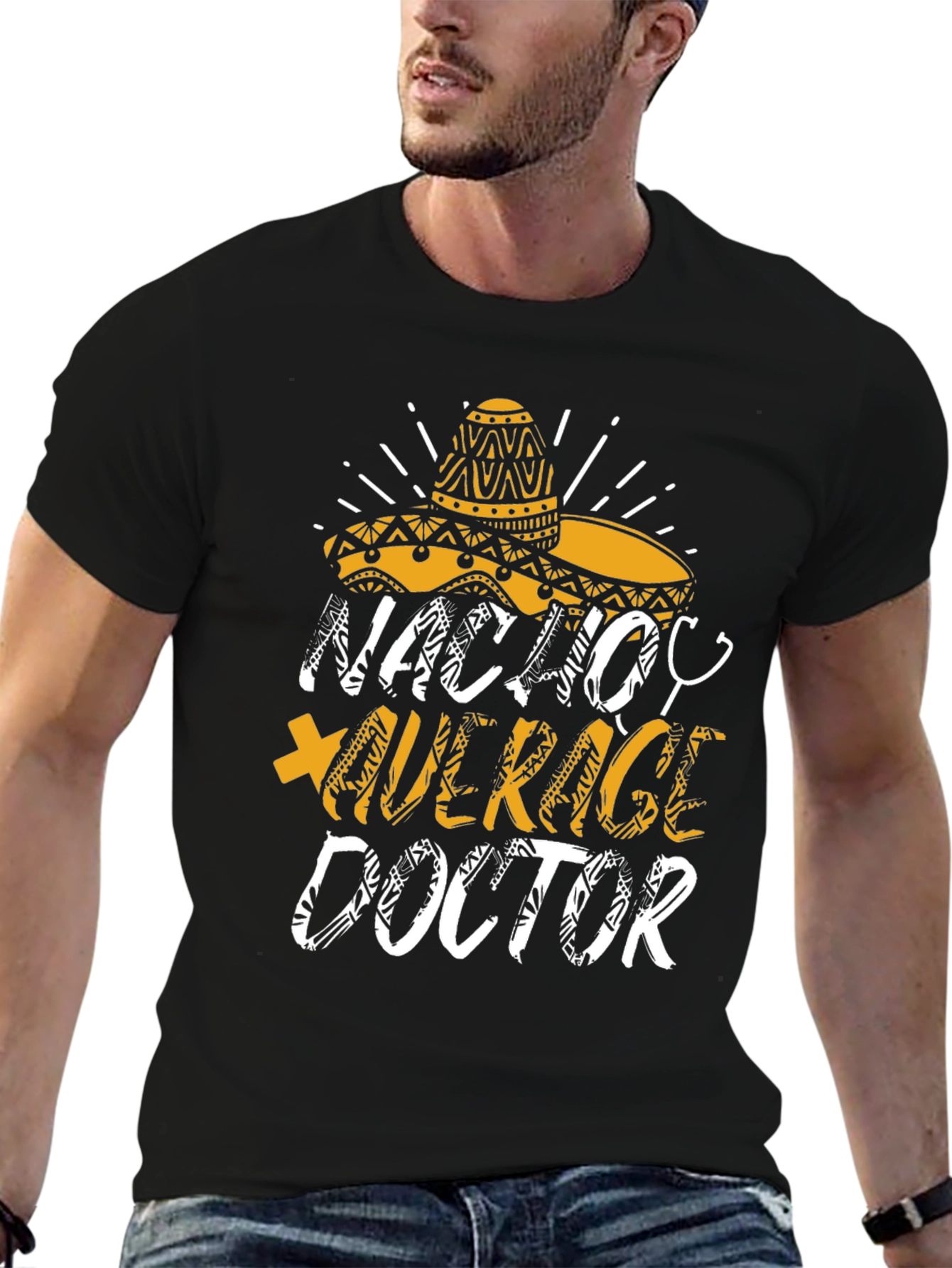 Black Nacho Average Doctor T-Shirt Funny Sombrero view 6