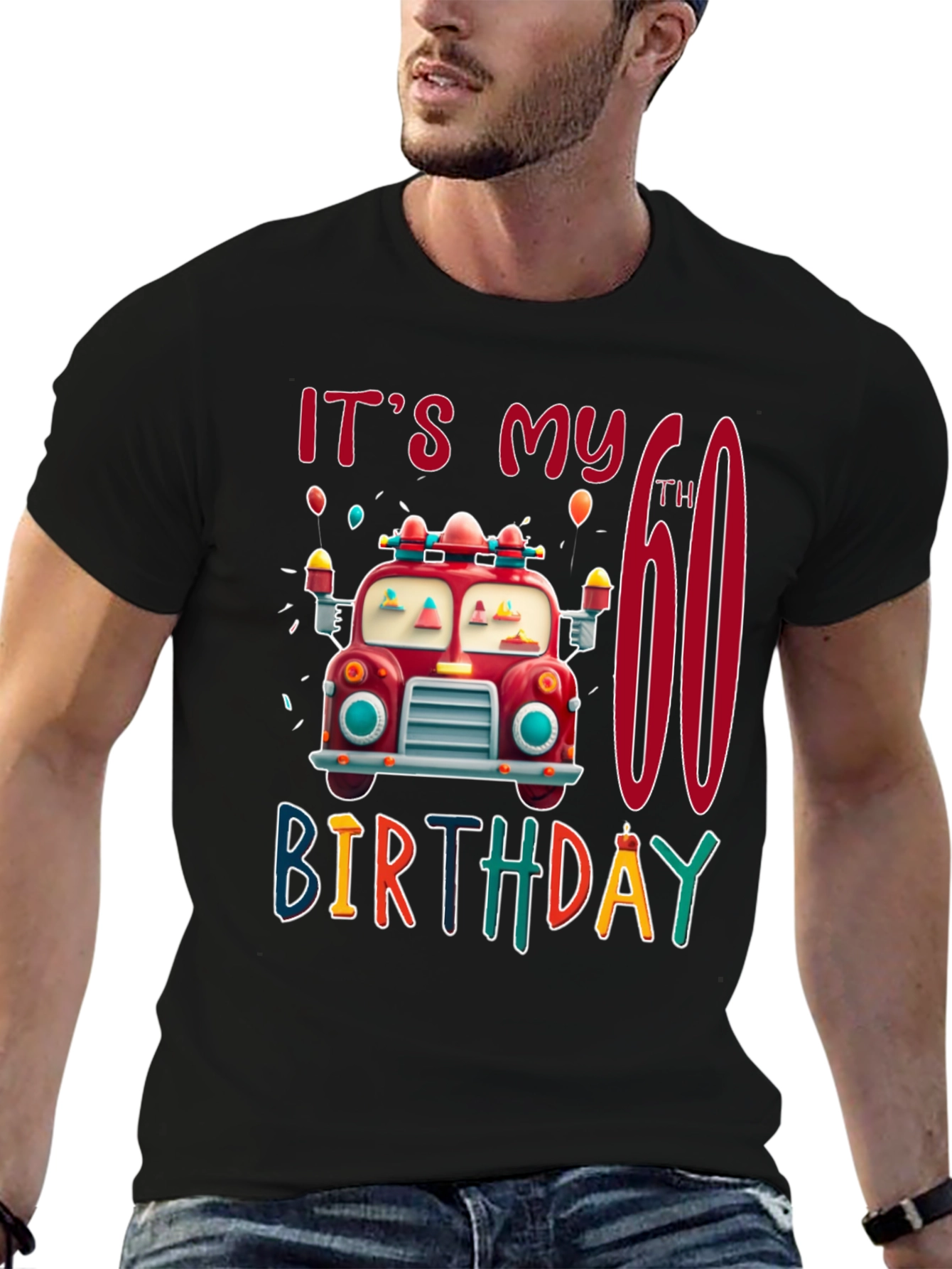 It's My 60th Birthday Fire Truck T-Shirt - 6