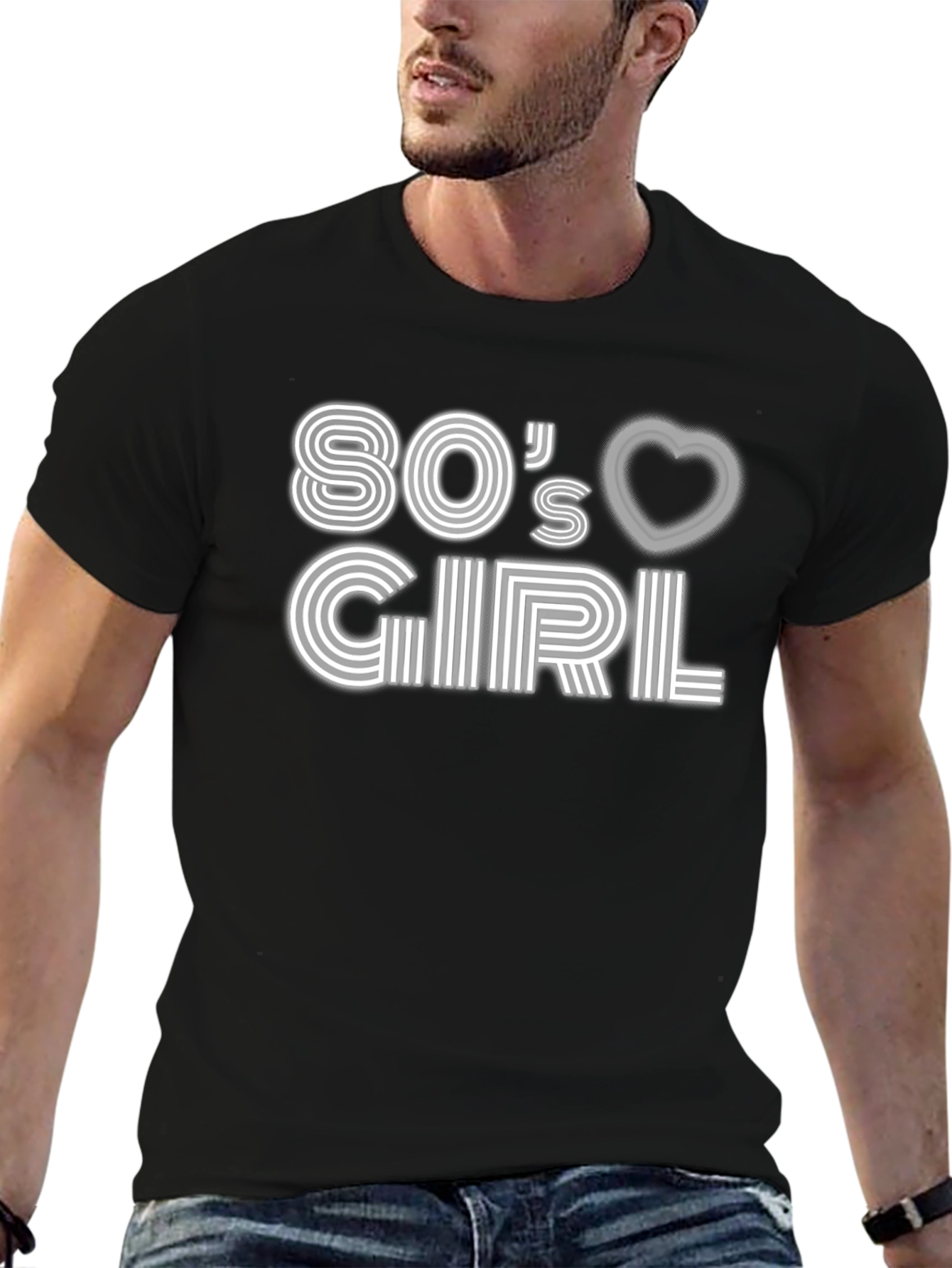 Black 80's Girl Graphic Tee - Retro Style view 6