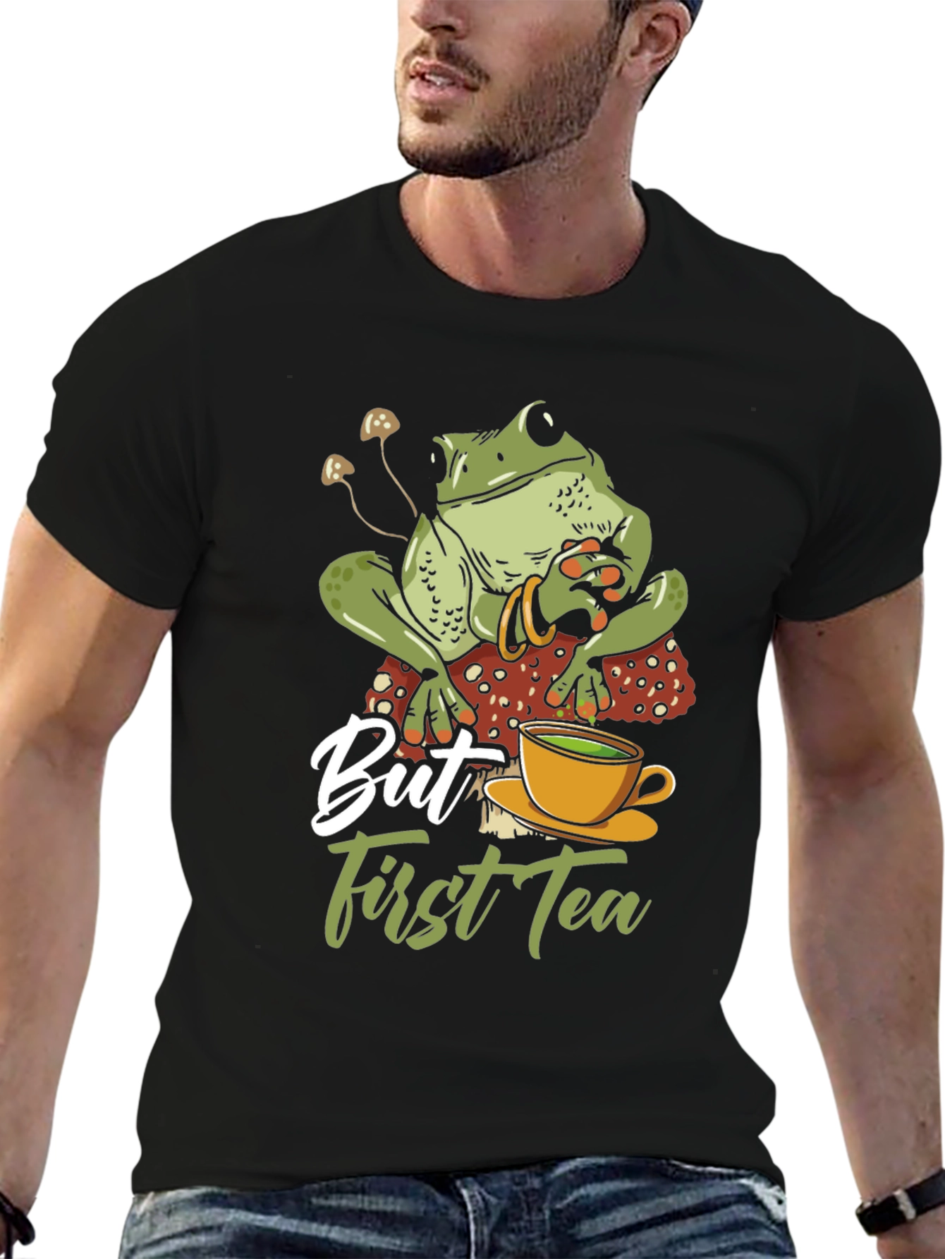 Black Frog Tea T-Shirt - But First Tea view 6