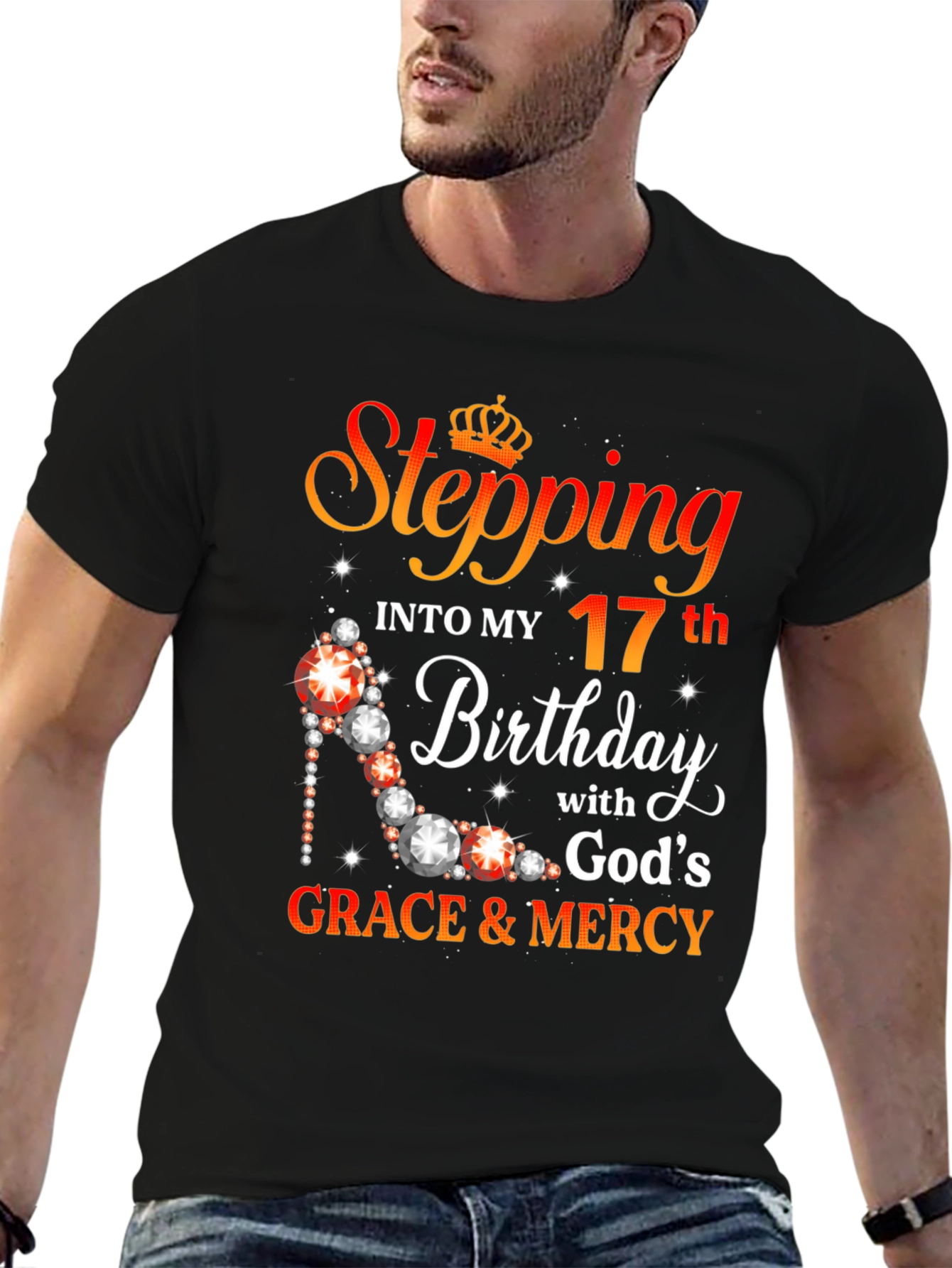 Black Stepping Into My 17th Birthday T-Shirt view 6