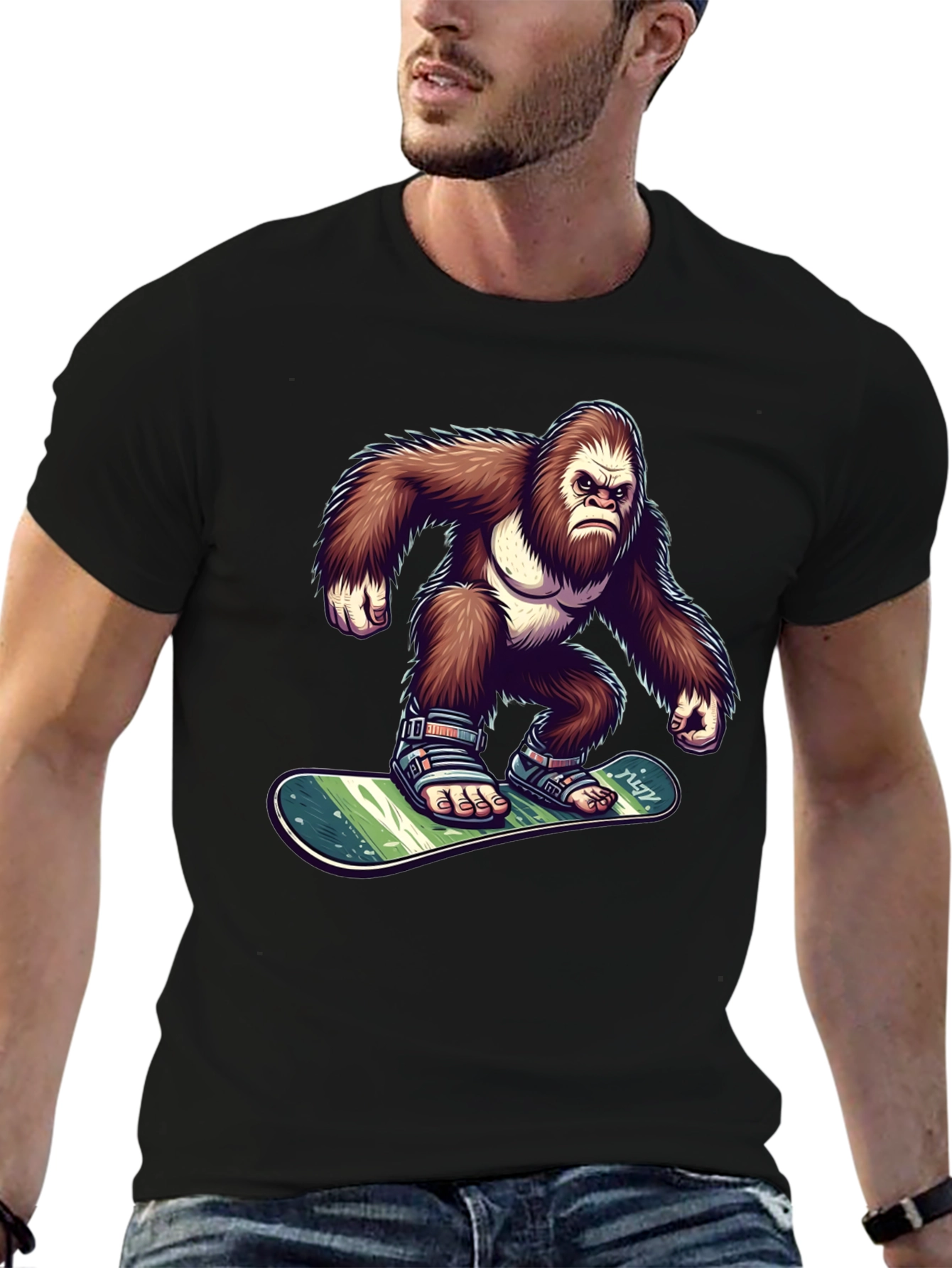 Black Gorilla Snowboarder Graphic Tee view 6