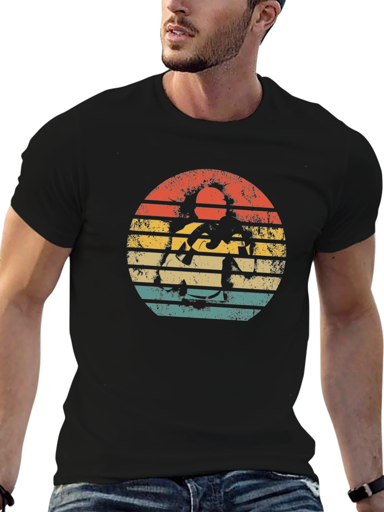 Black Vintage Retro Sunset Graphic T-Shirt view 6