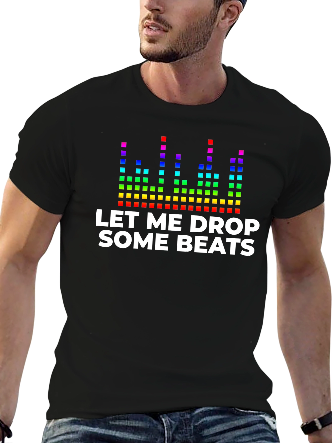 Black Let Me Drop Some Beats T-Shirt - DJ Music Tee view 6