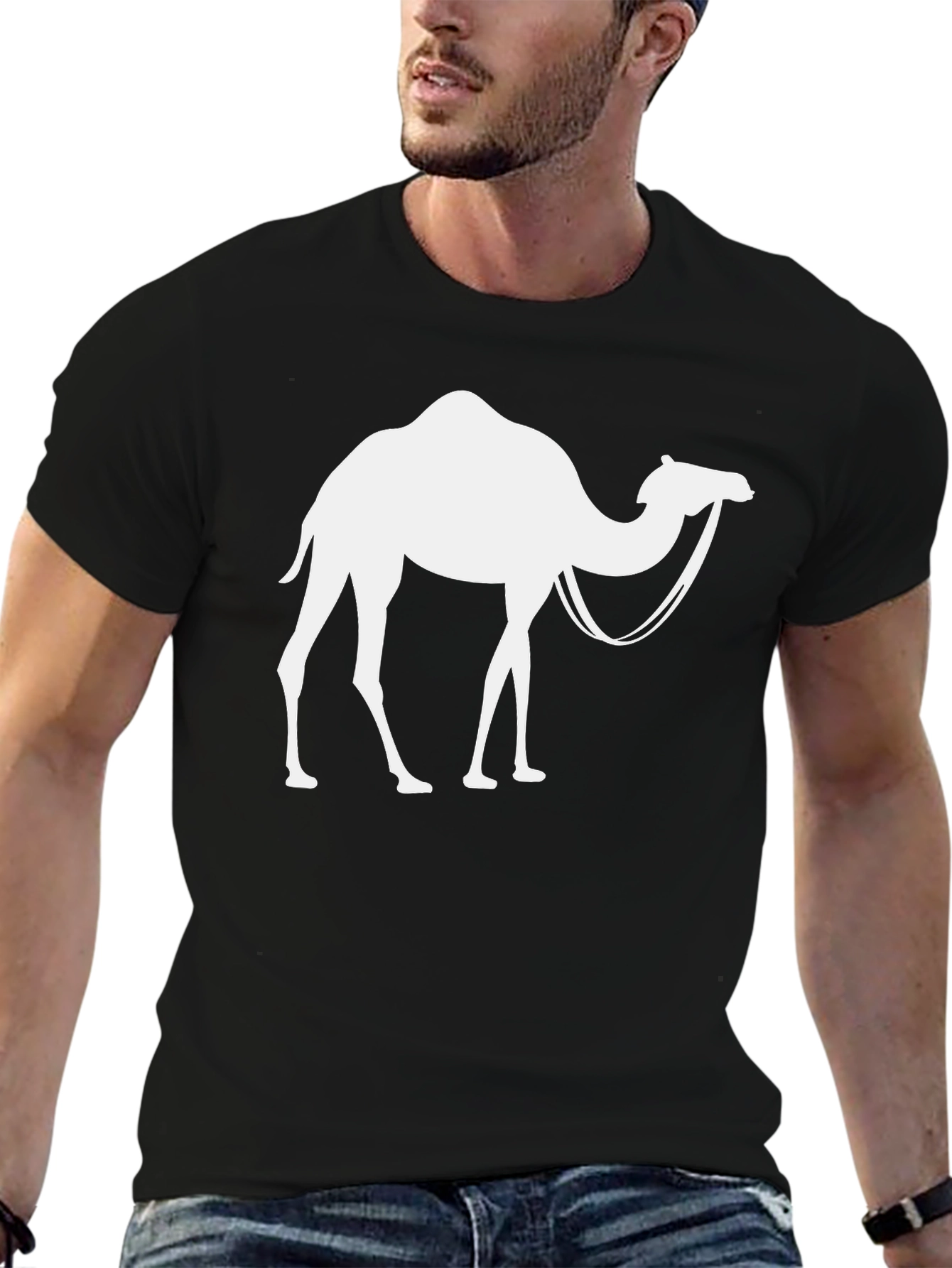 Black Camel Graphic T-Shirt - Classic Crew Neck view 6